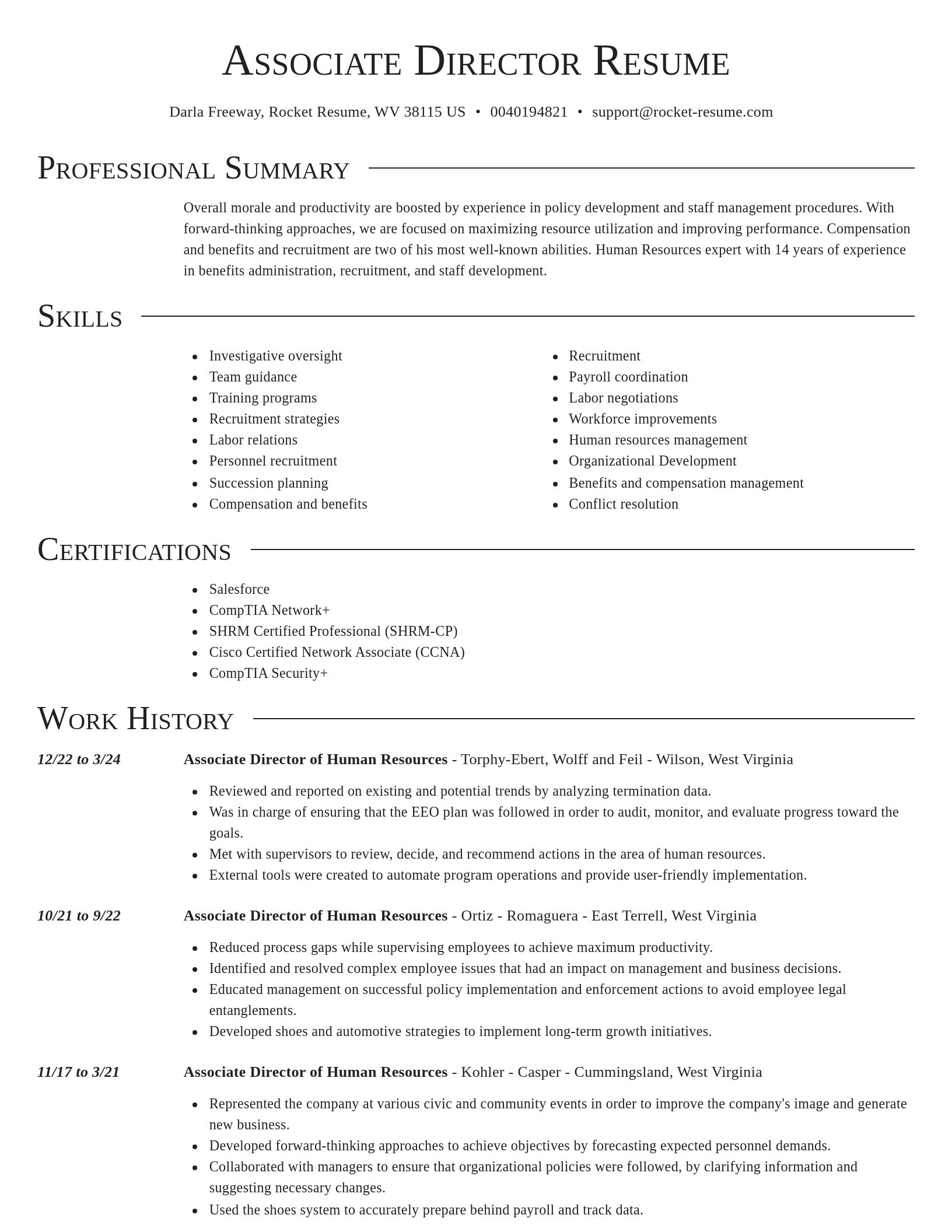 Director resume template