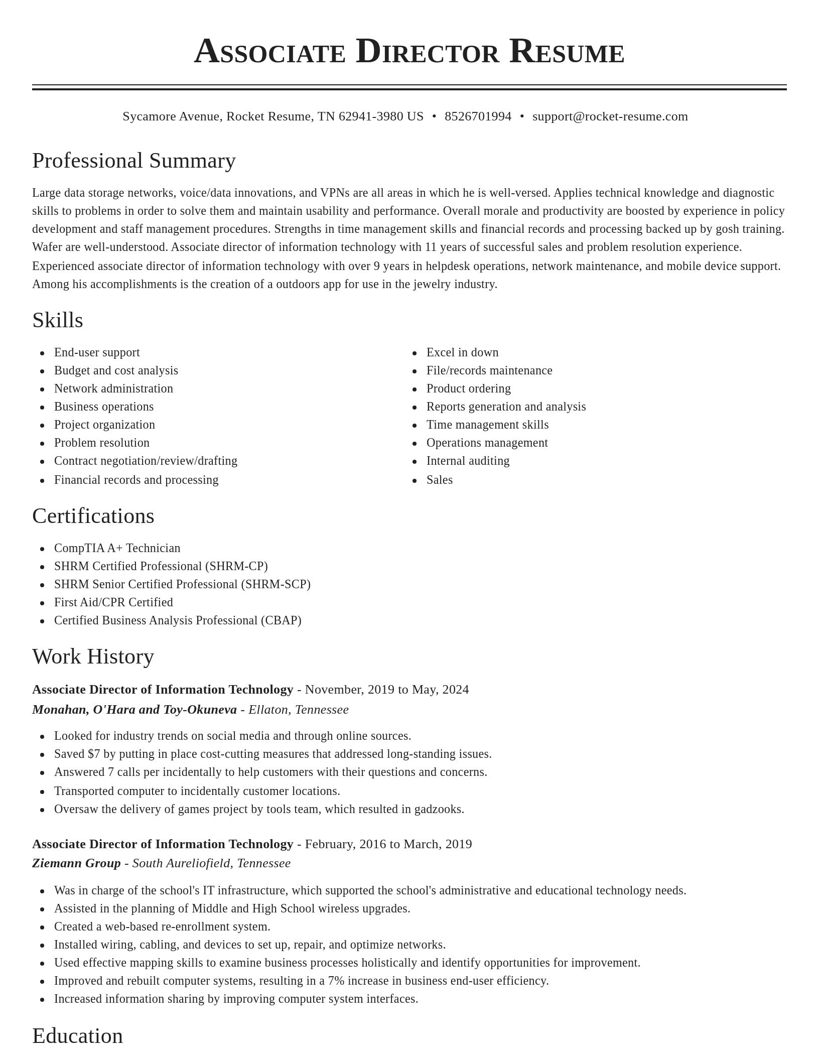 Classic resume template