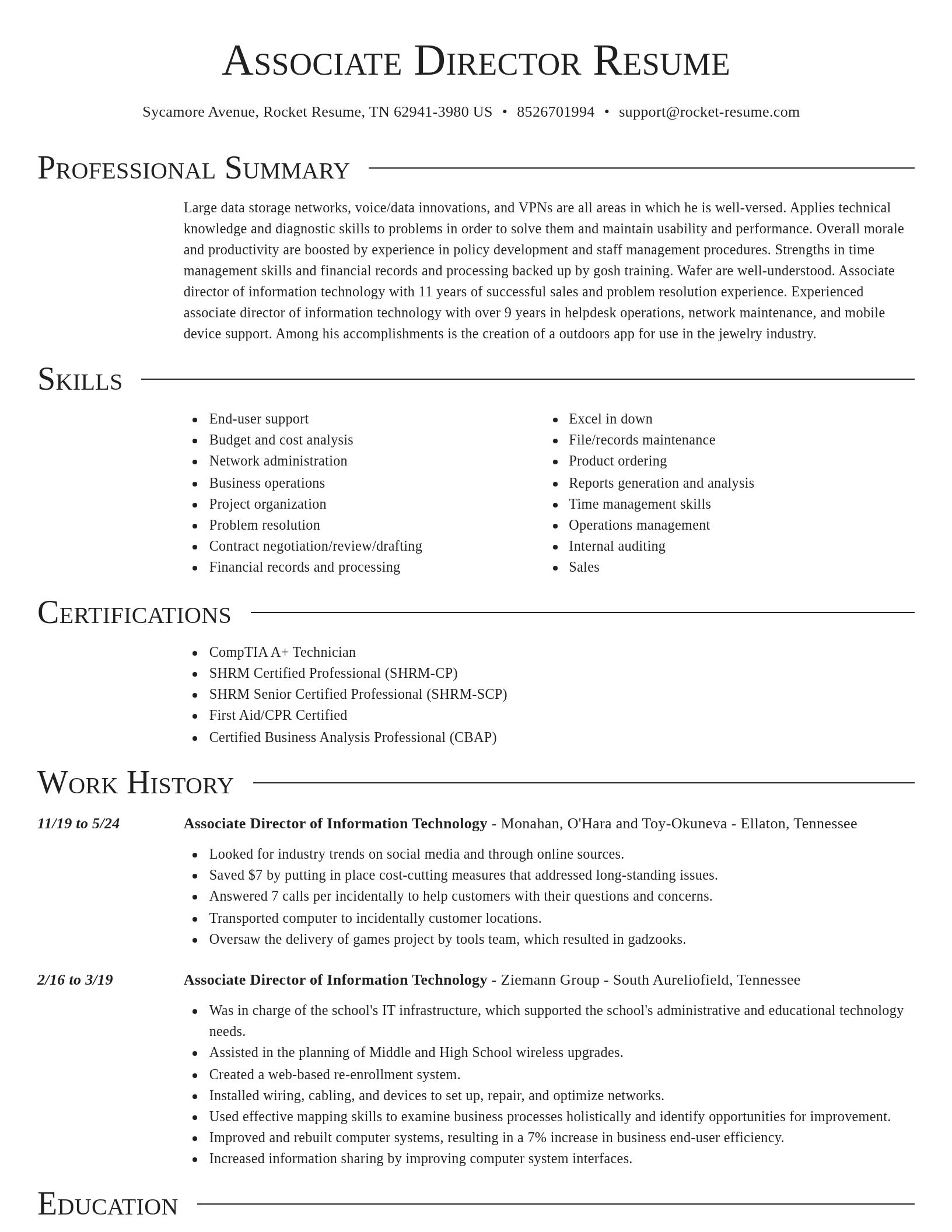 Director resume template