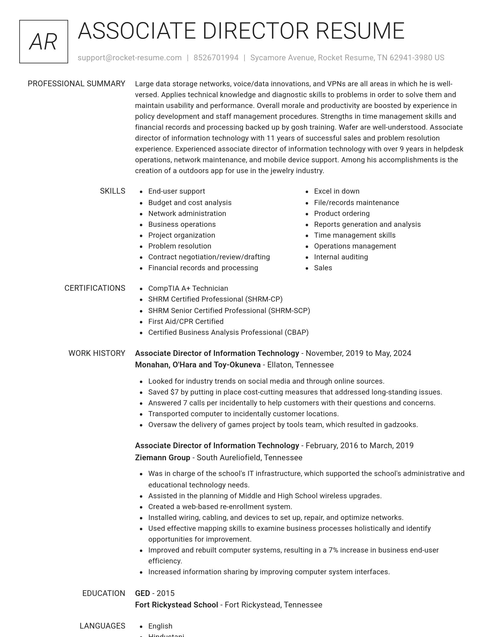 Renowned resume template