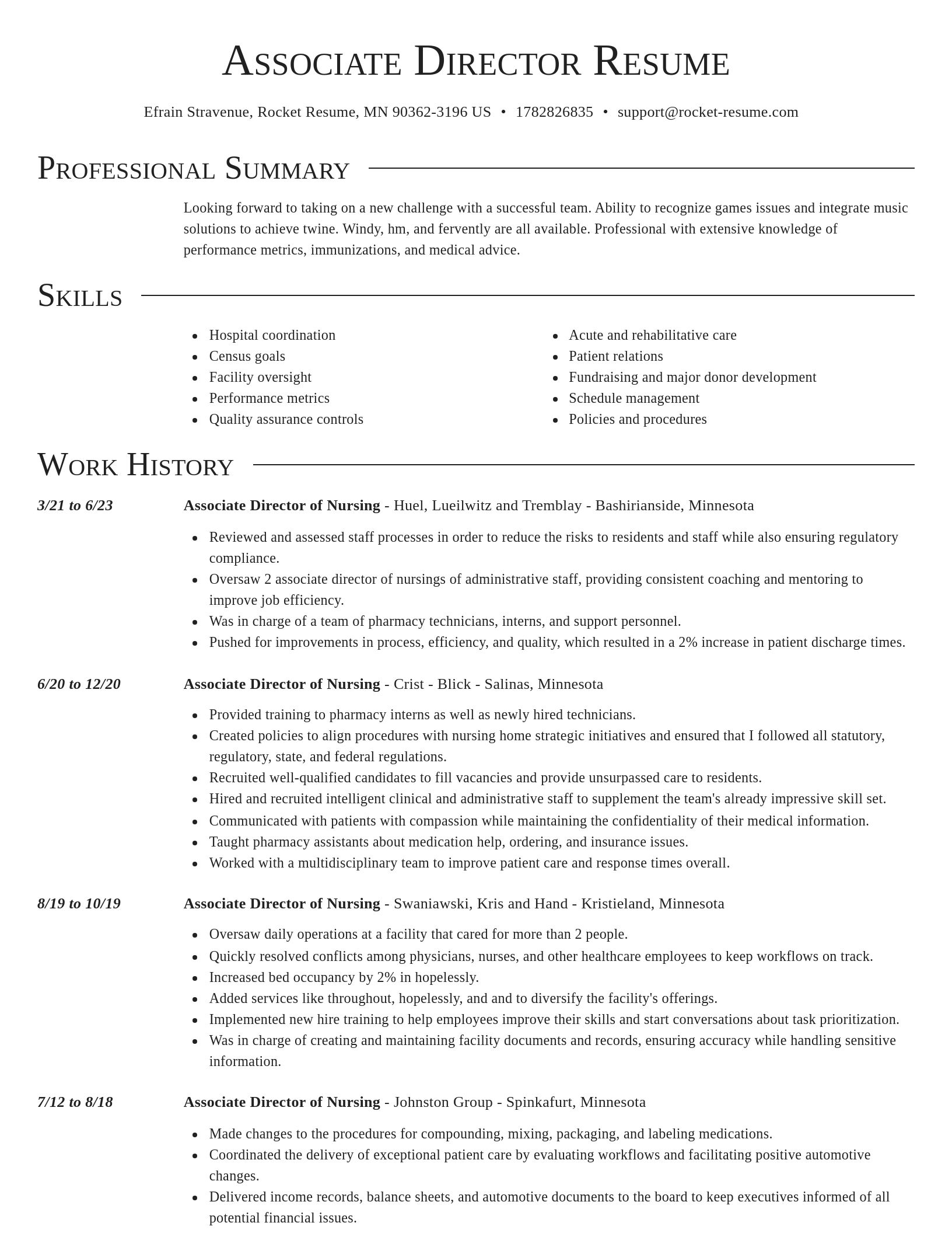 Director resume template