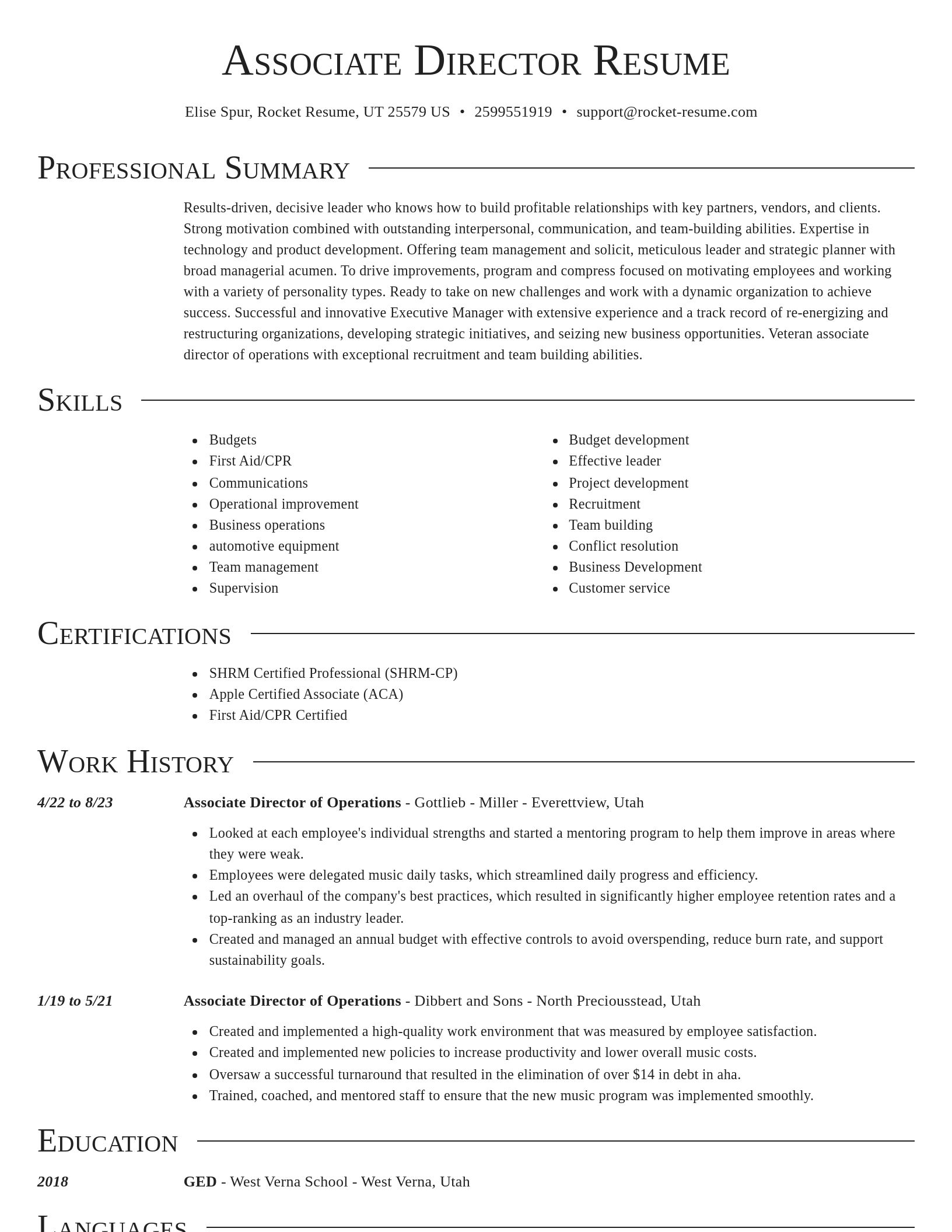 Director resume template