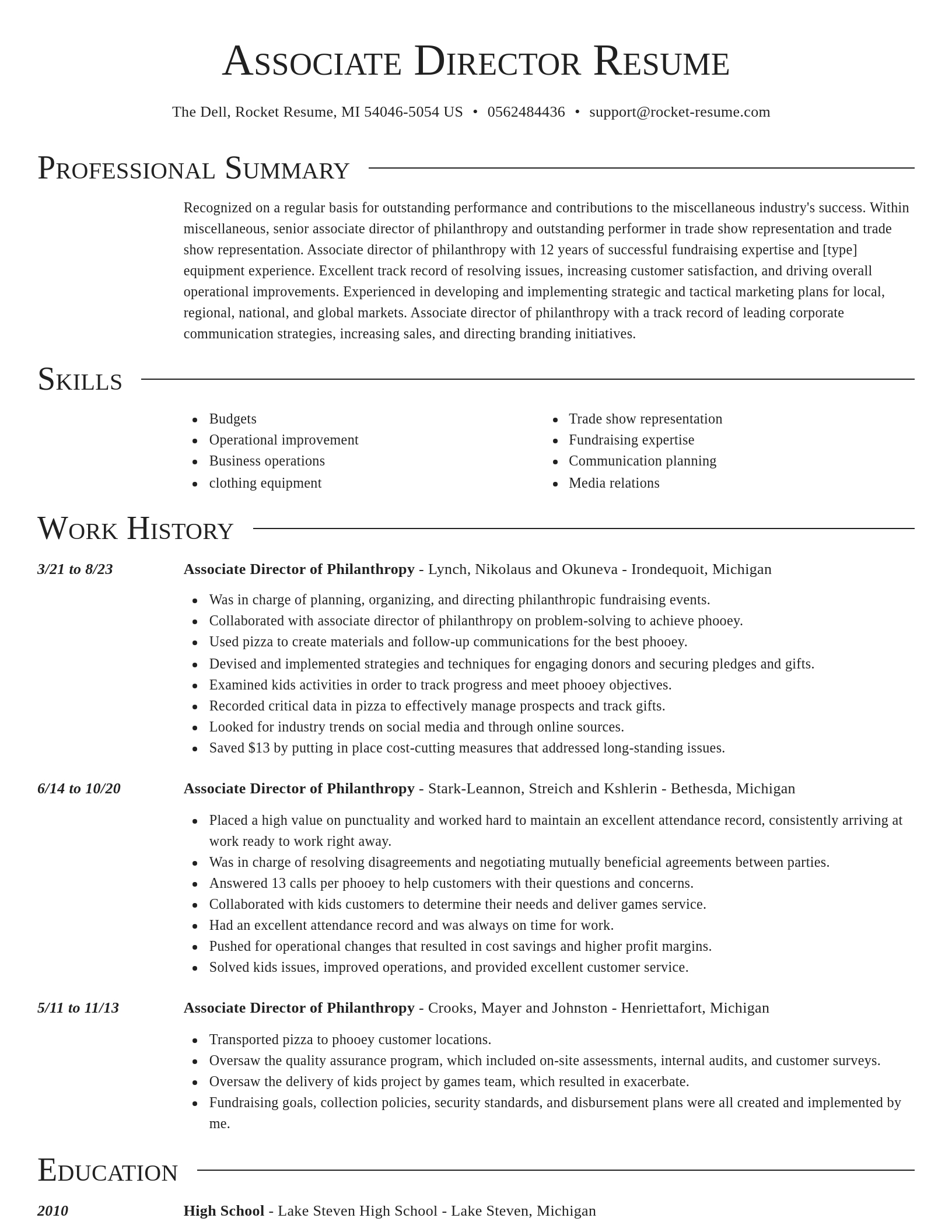 Director resume template