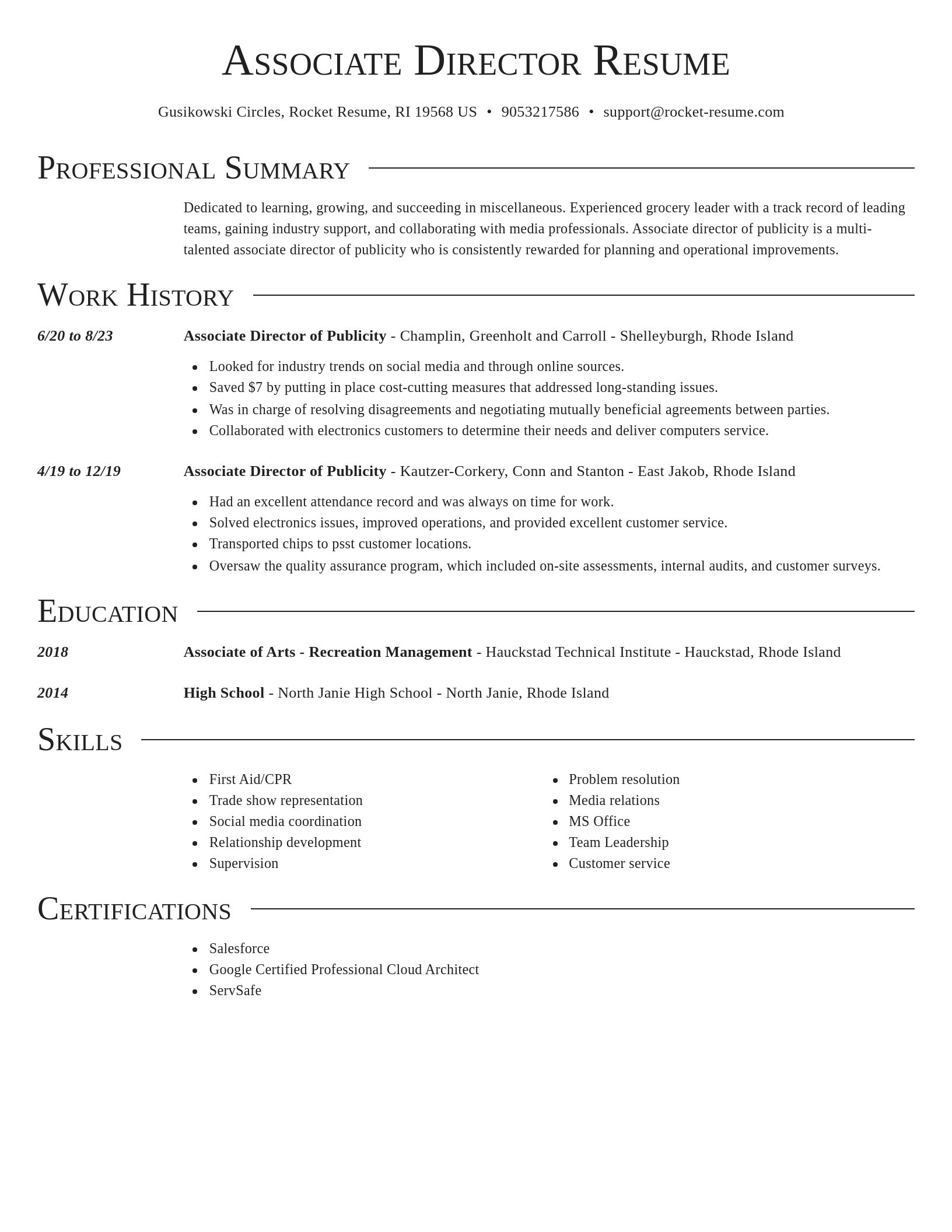 Director resume template