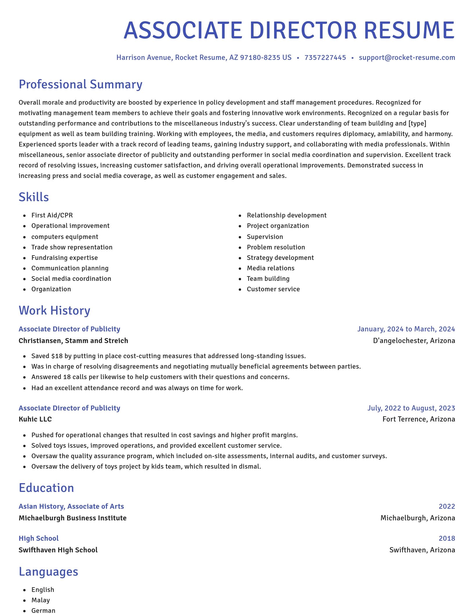 Novel resume template