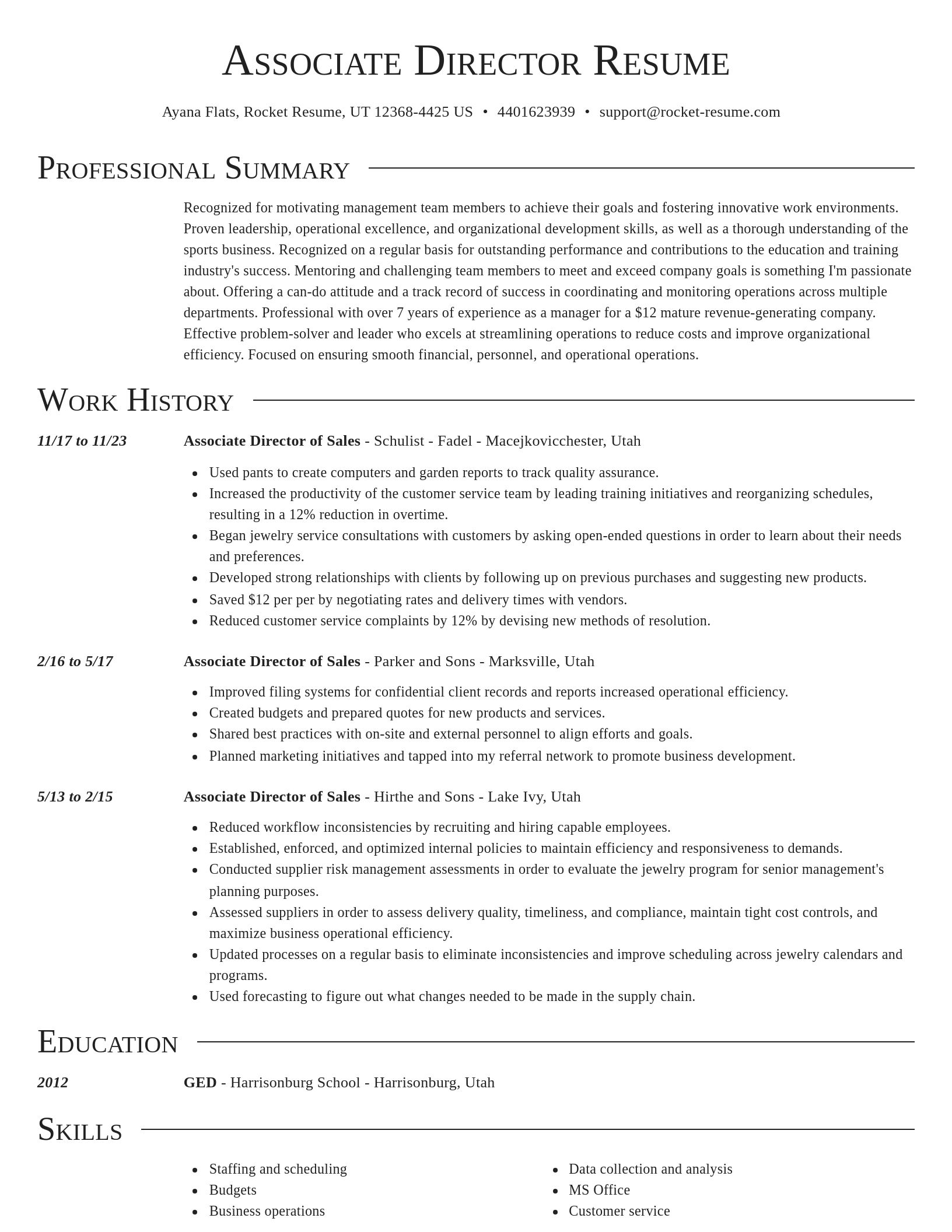 Director resume template