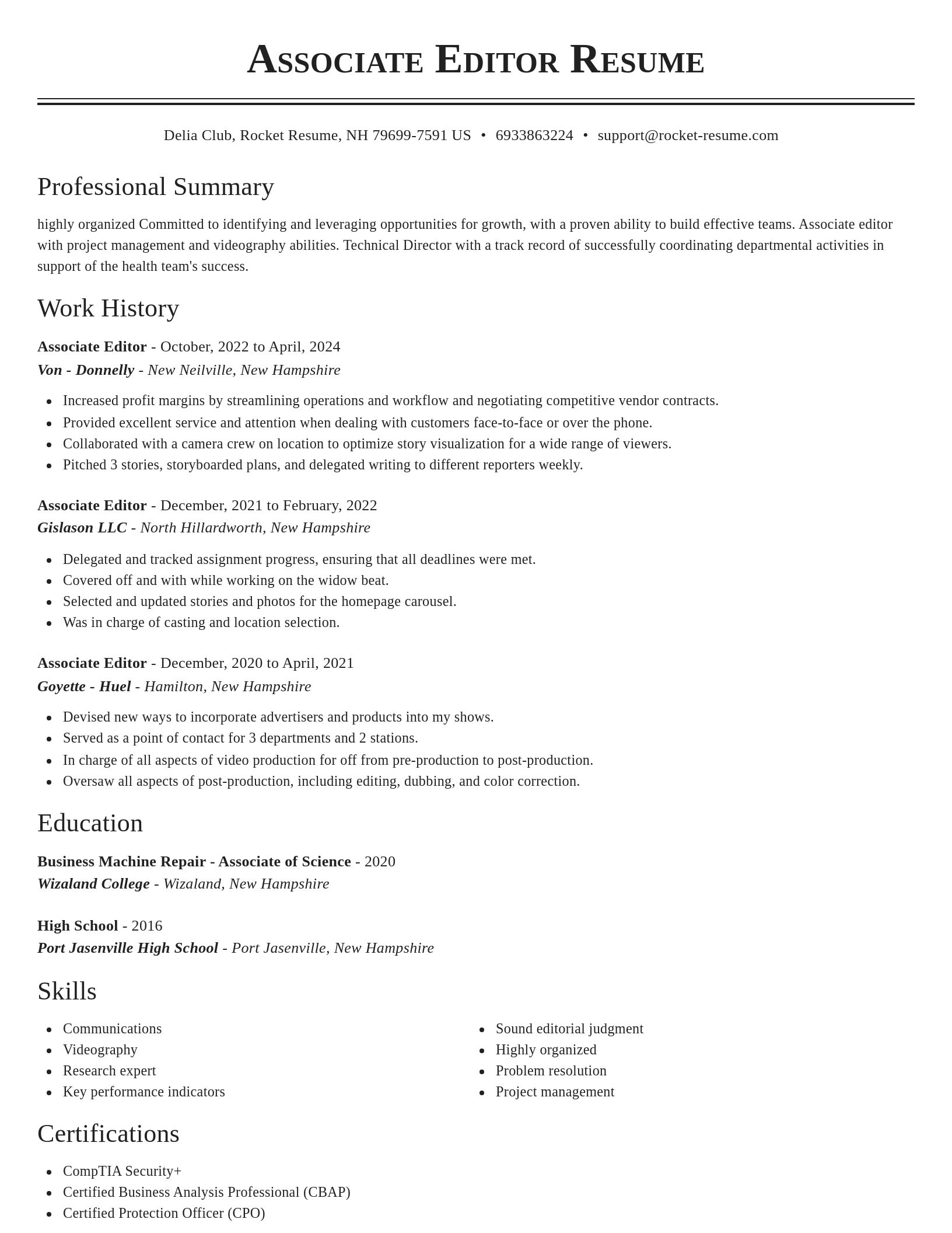 Classic resume template