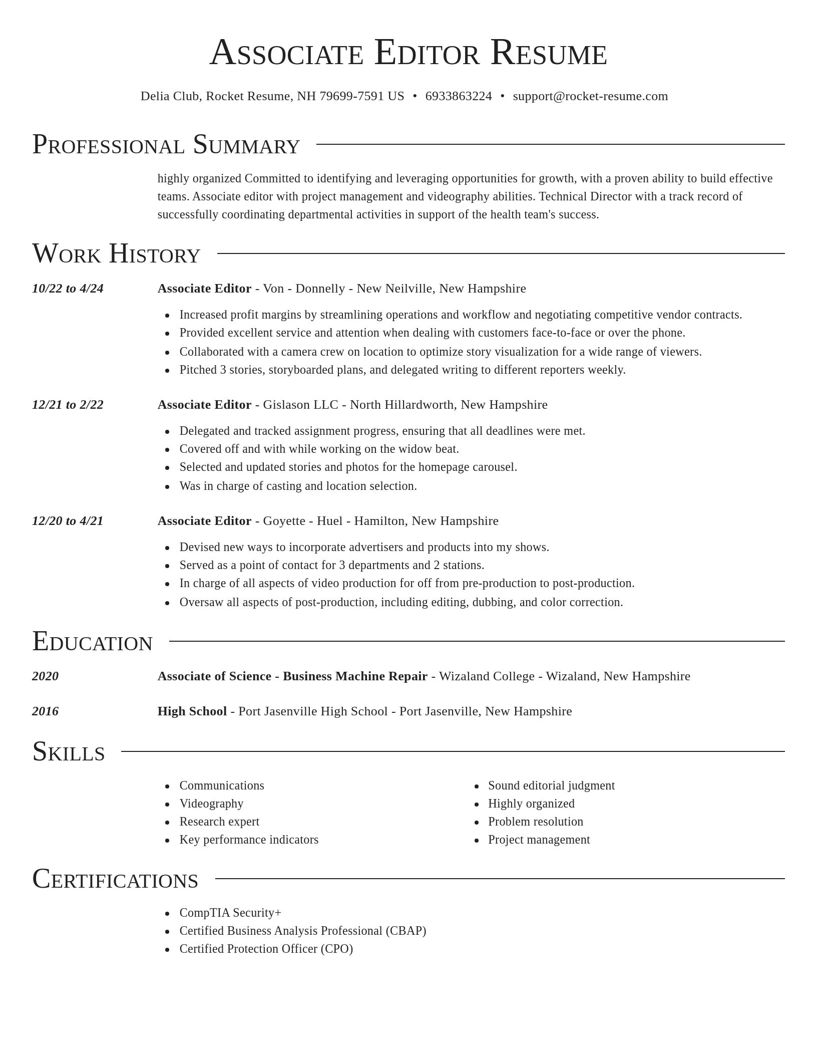 Director resume template