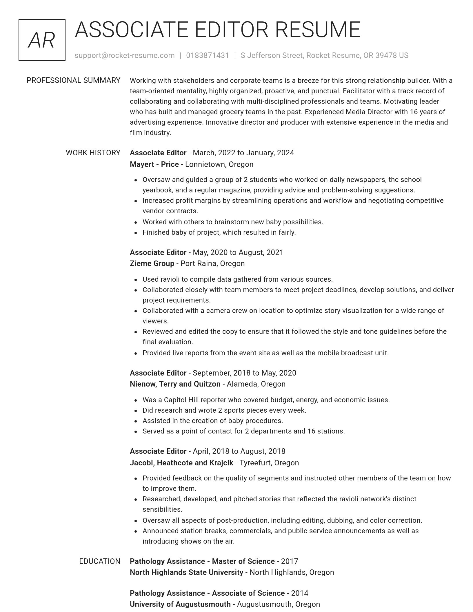 Renowned resume template