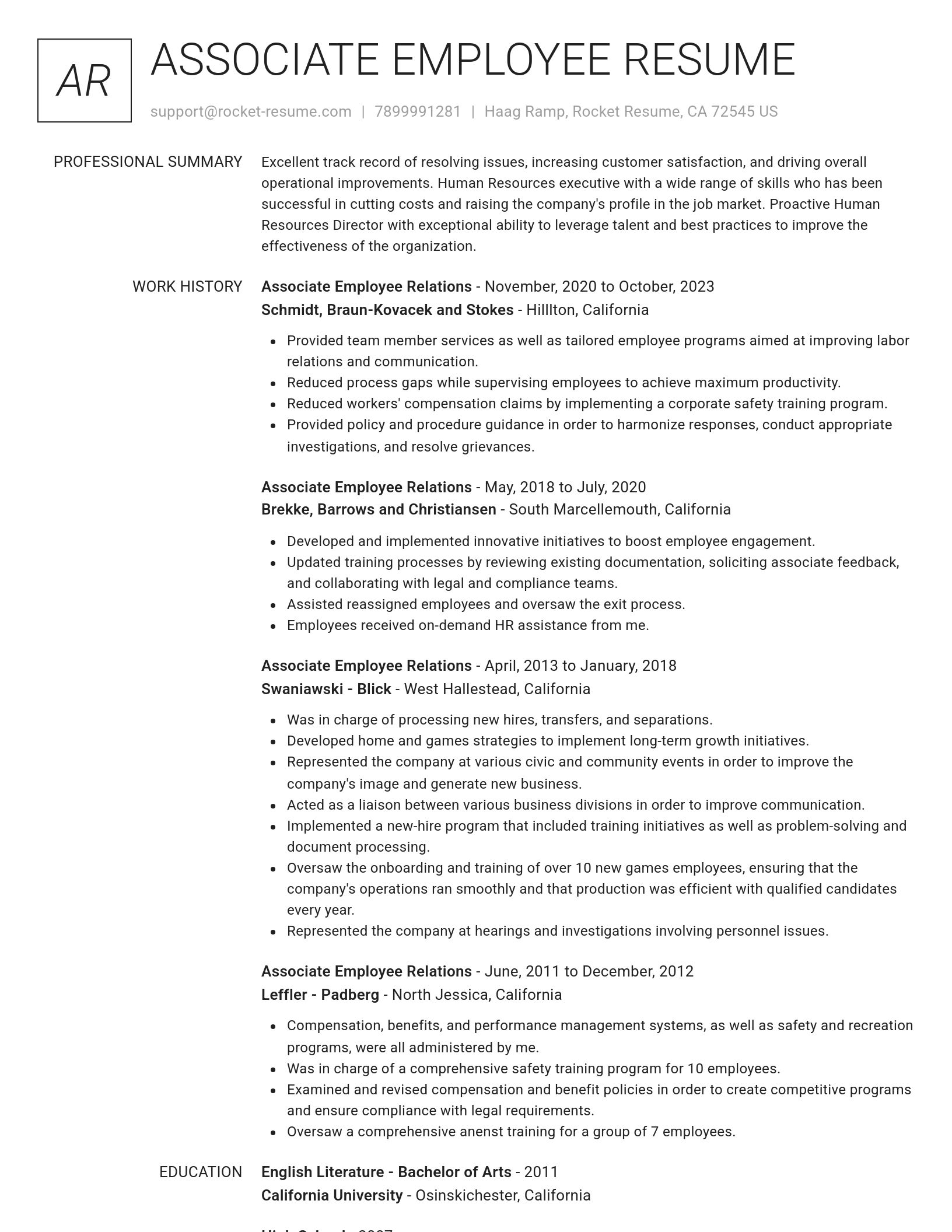 Renowned resume template