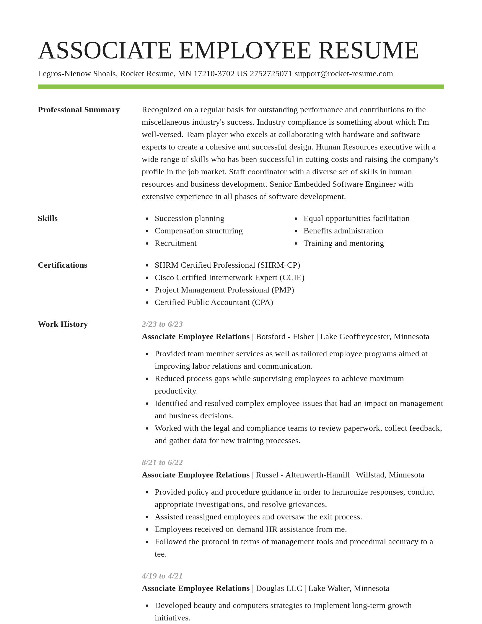 Smart resume template