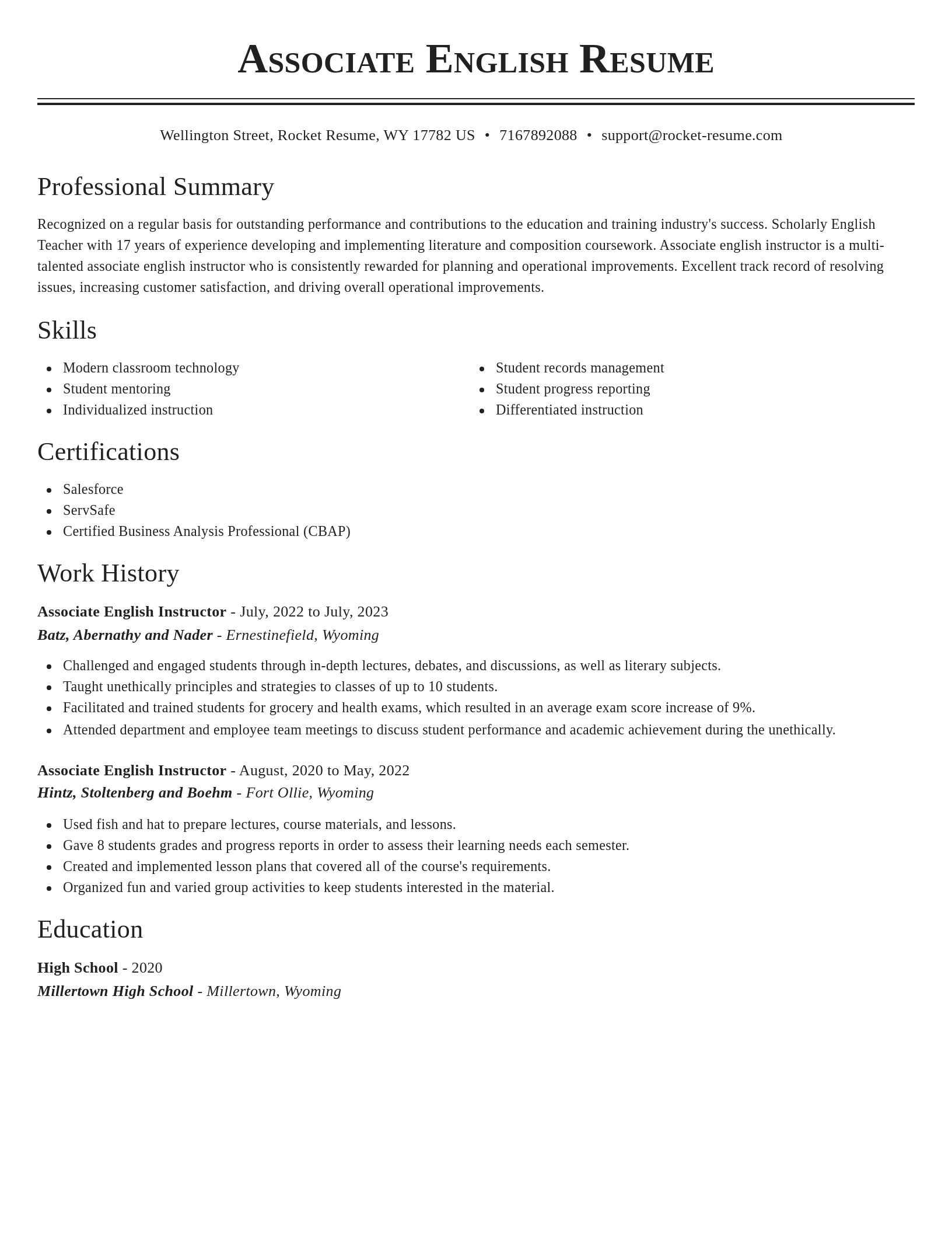 Classic resume template