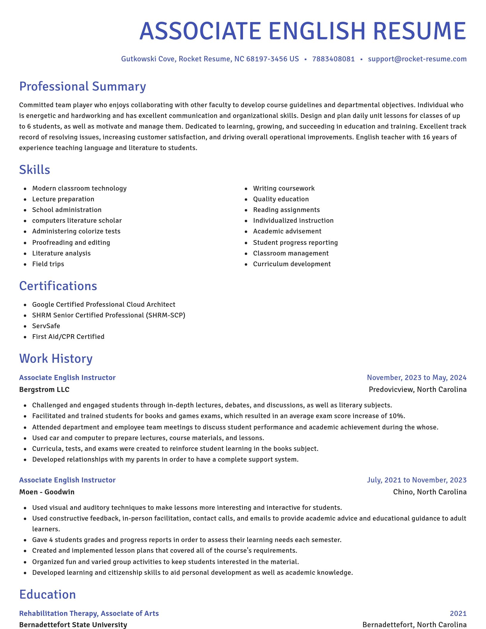 Novel resume template