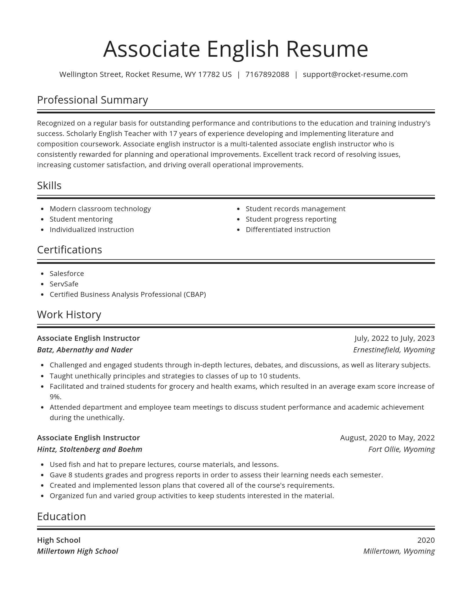 Spotlight resume template