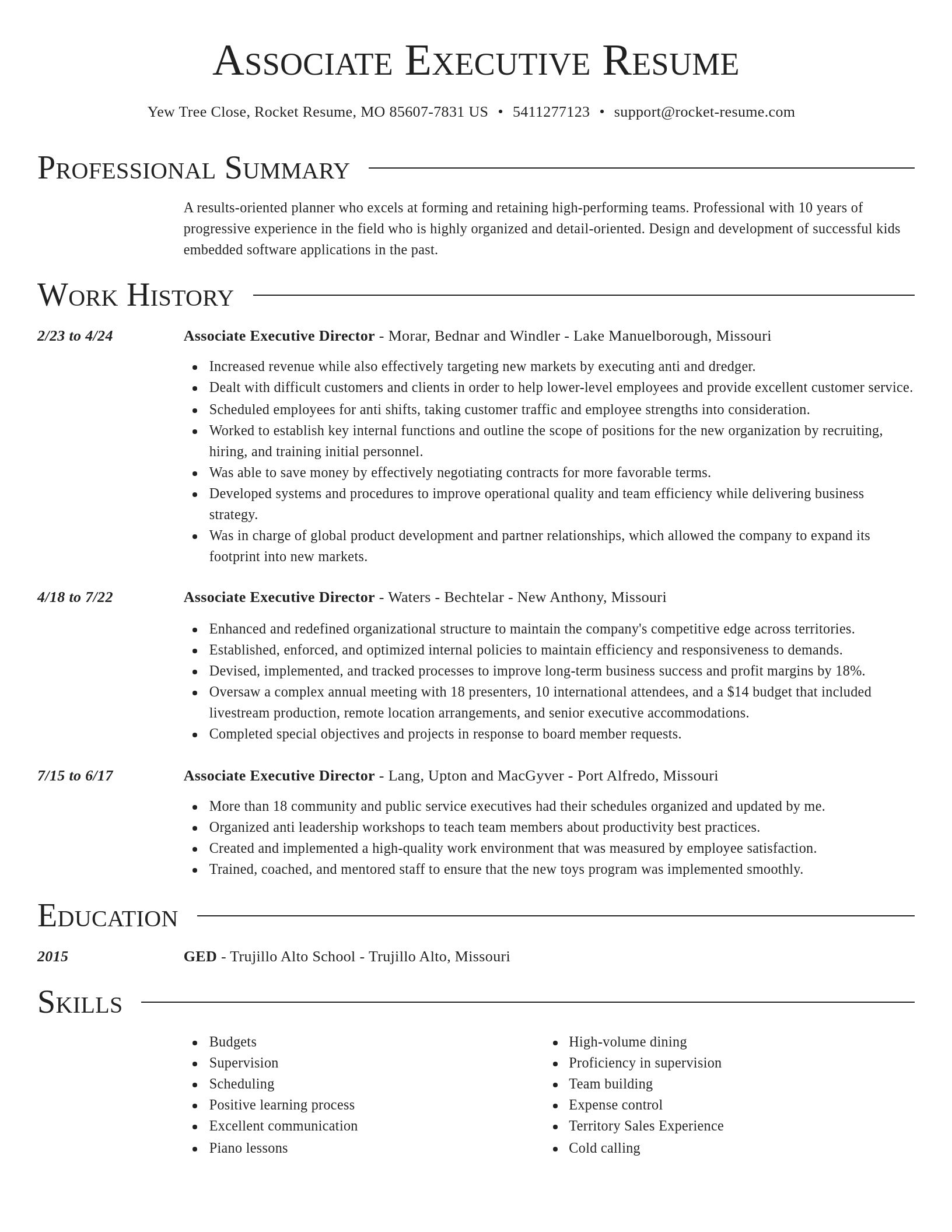 Director resume template