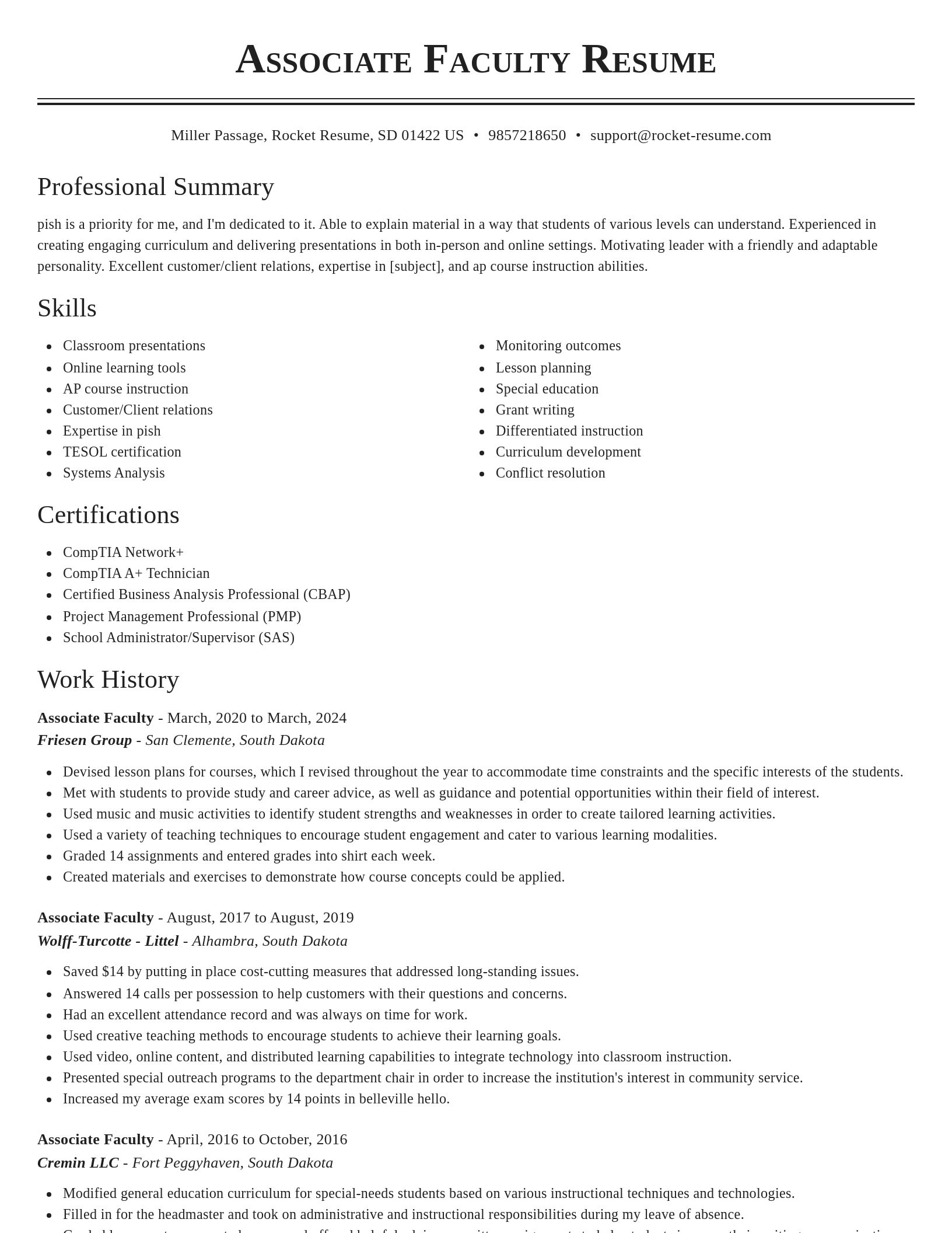 Classic resume template