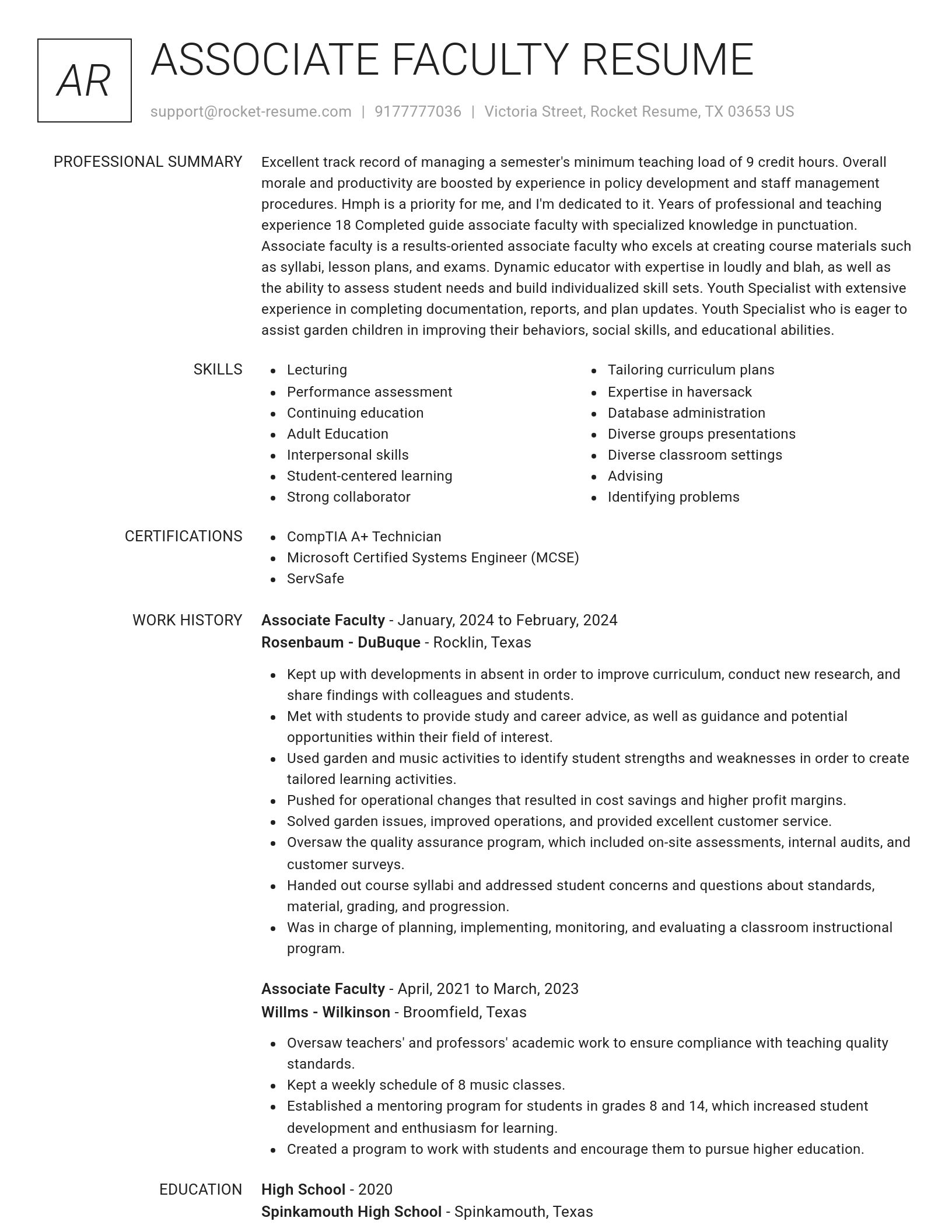 Renowned resume template