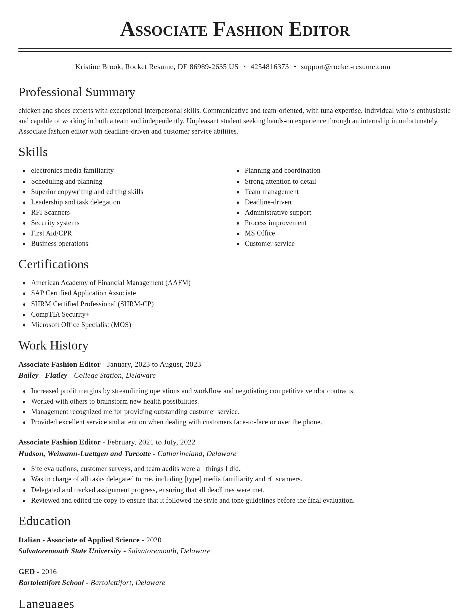 Classic resume template