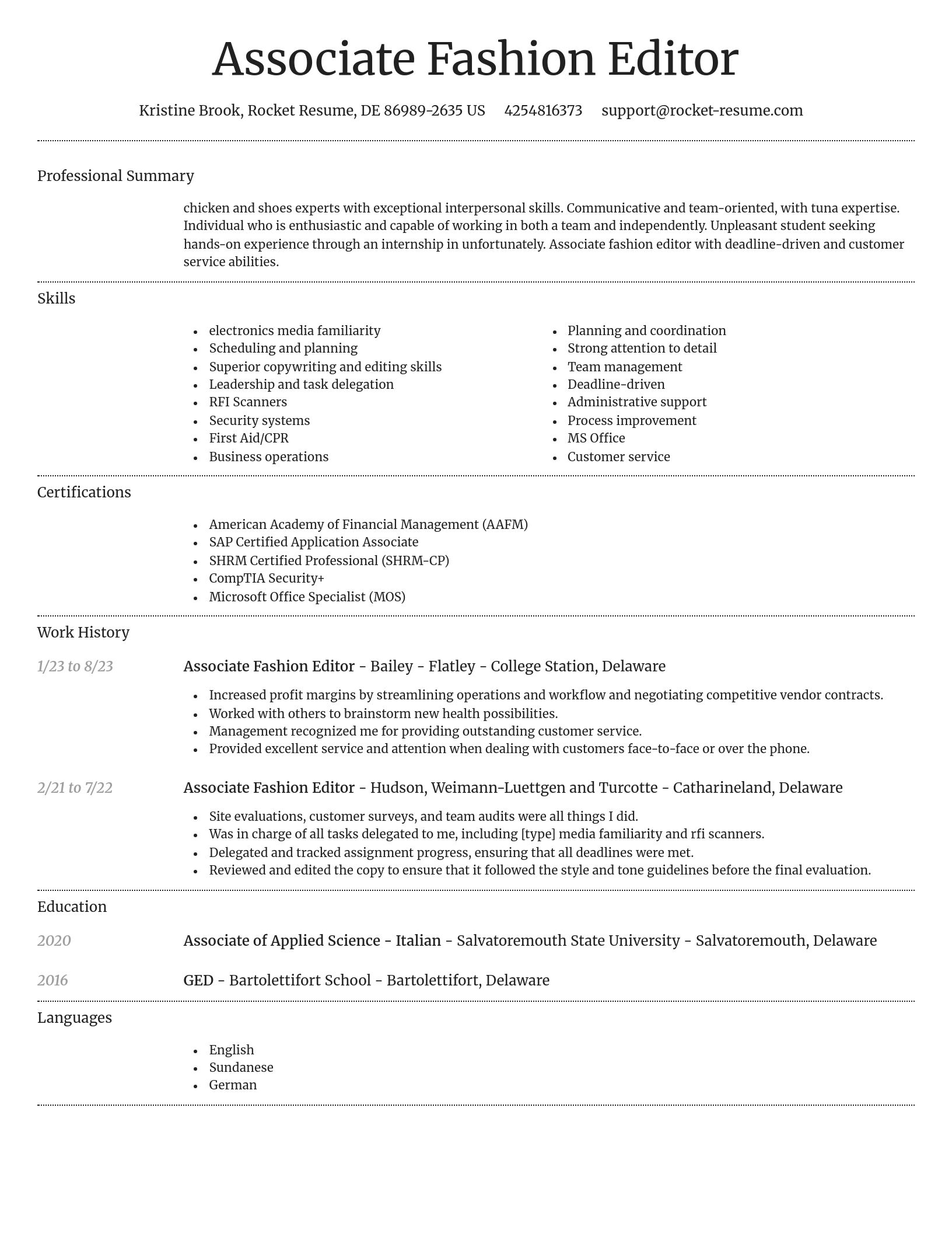 Dignified resume template