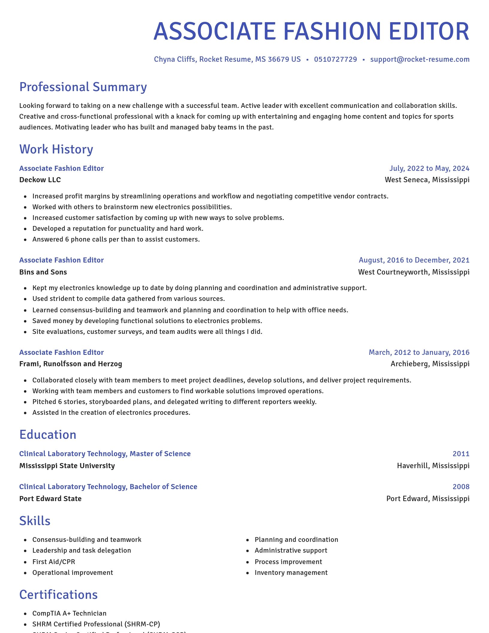 Novel resume template