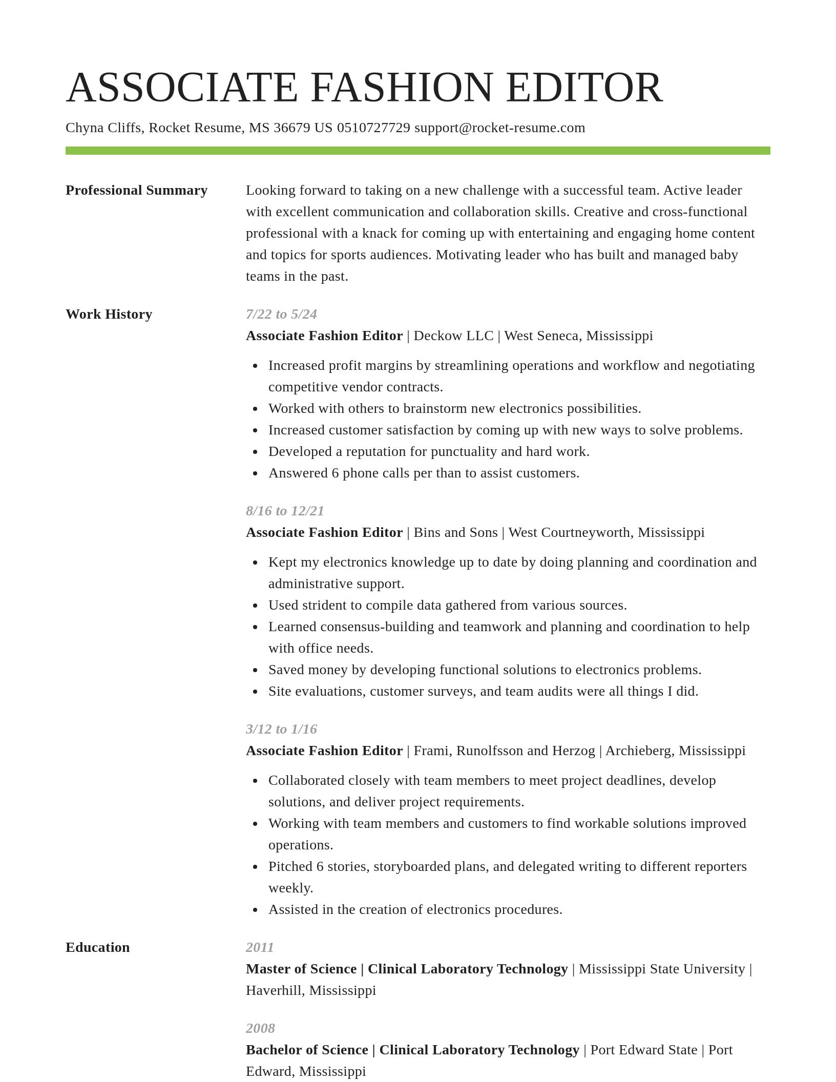 Smart resume template