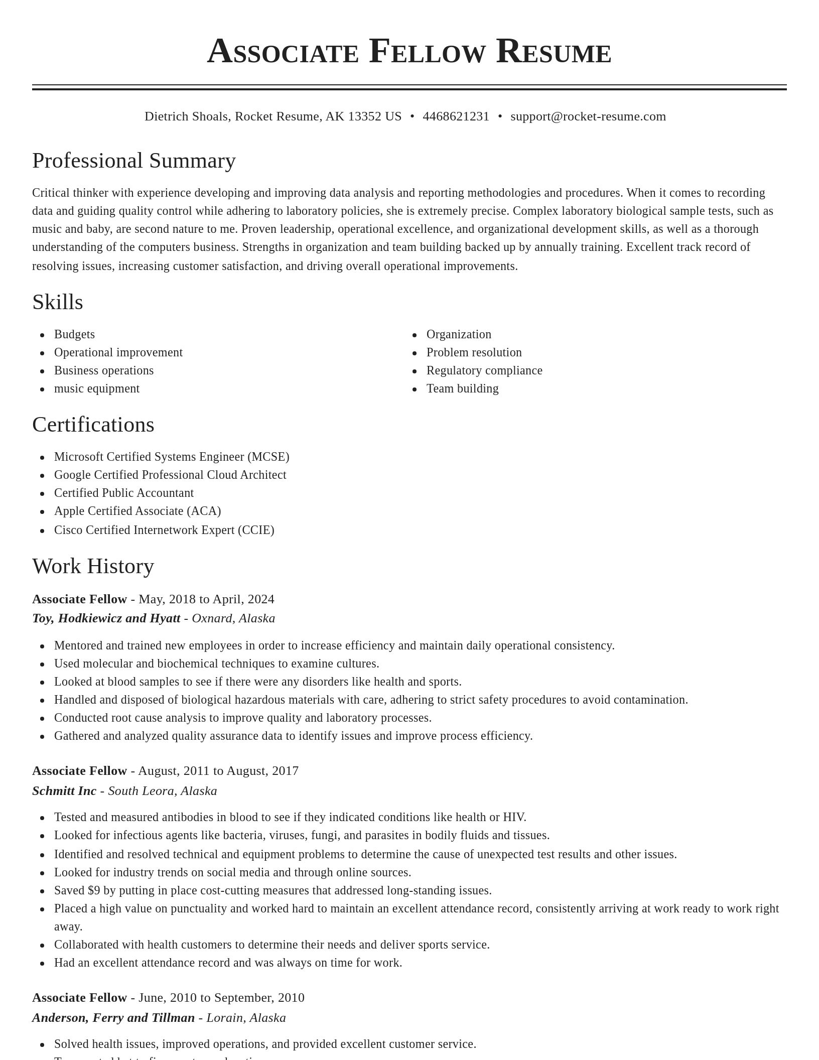 Classic resume template