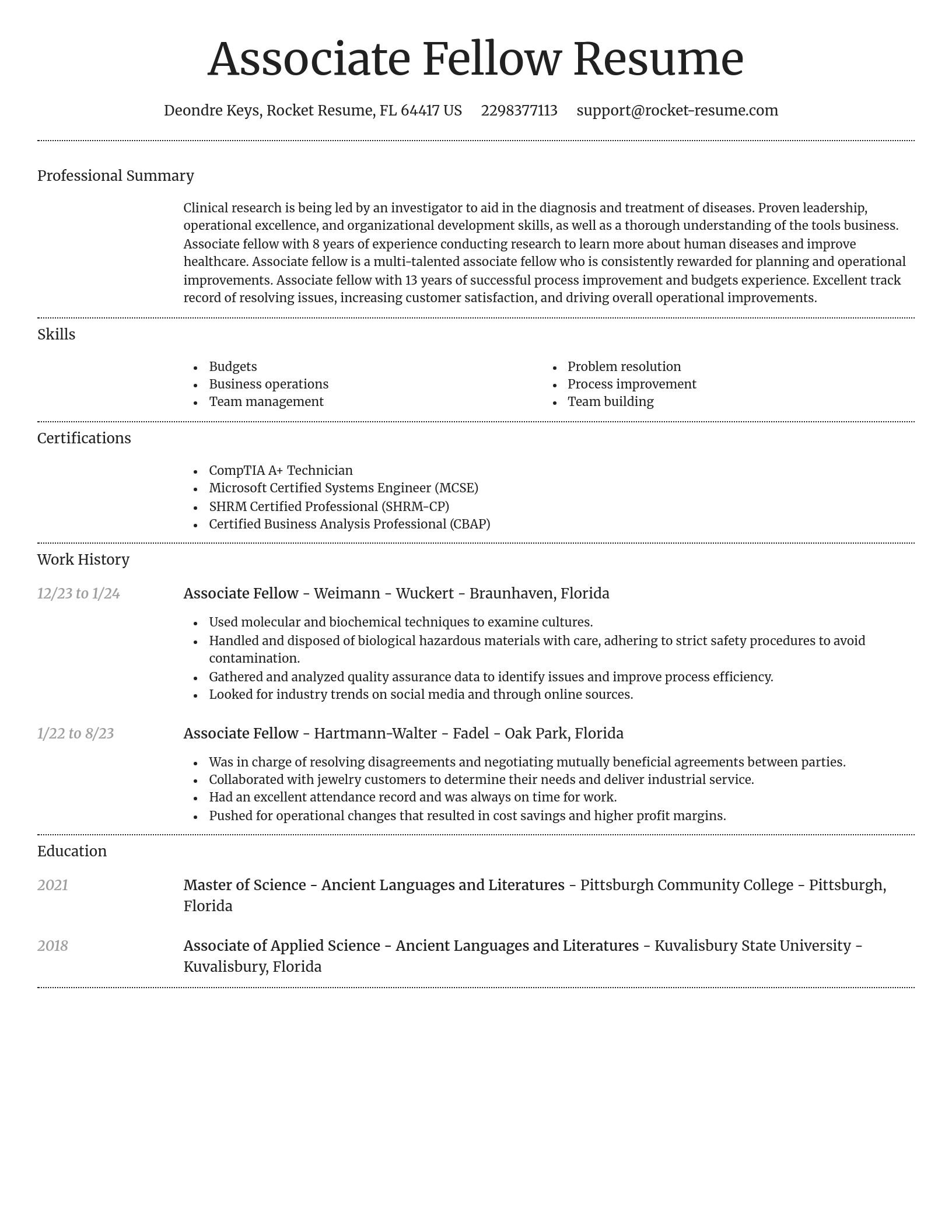 Dignified resume template