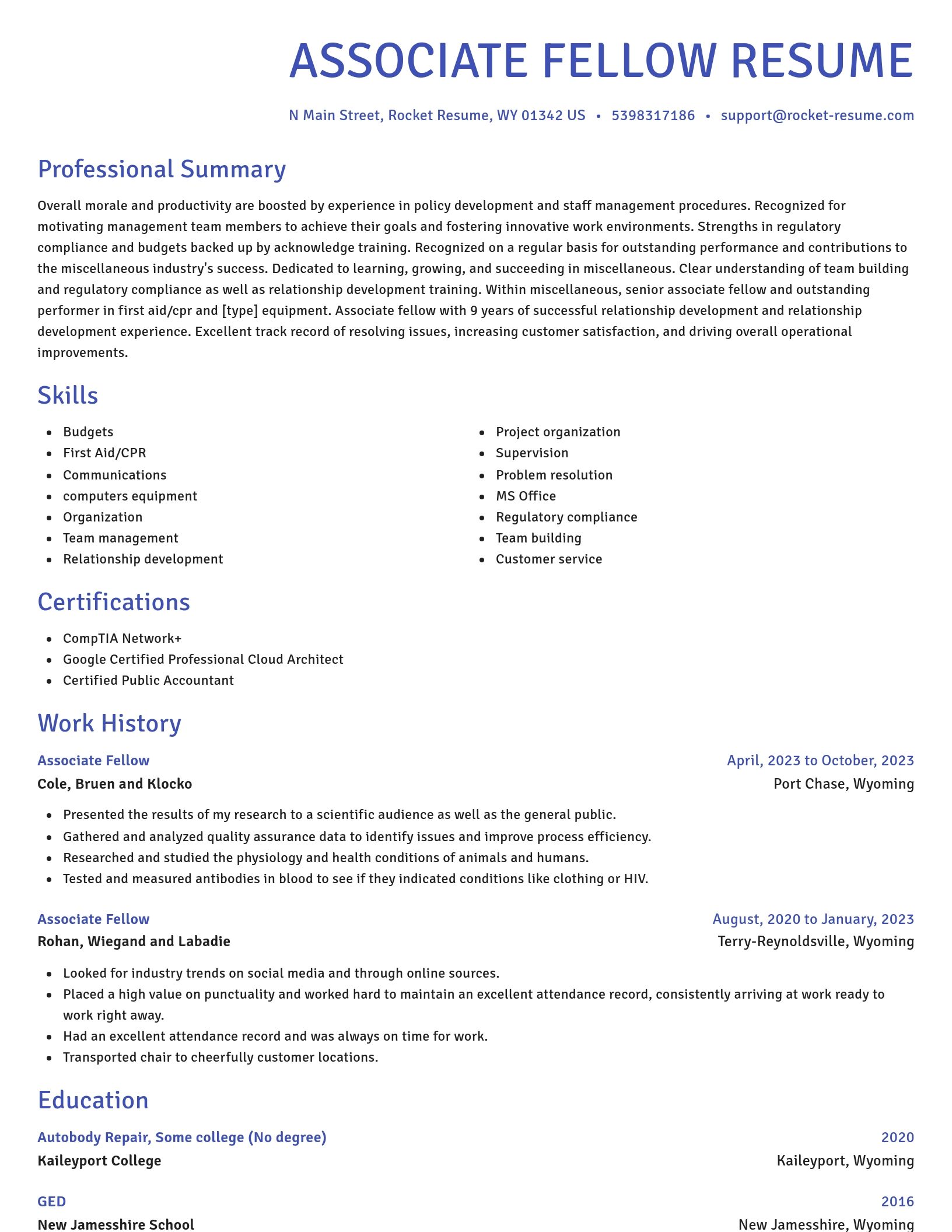 Novel resume template