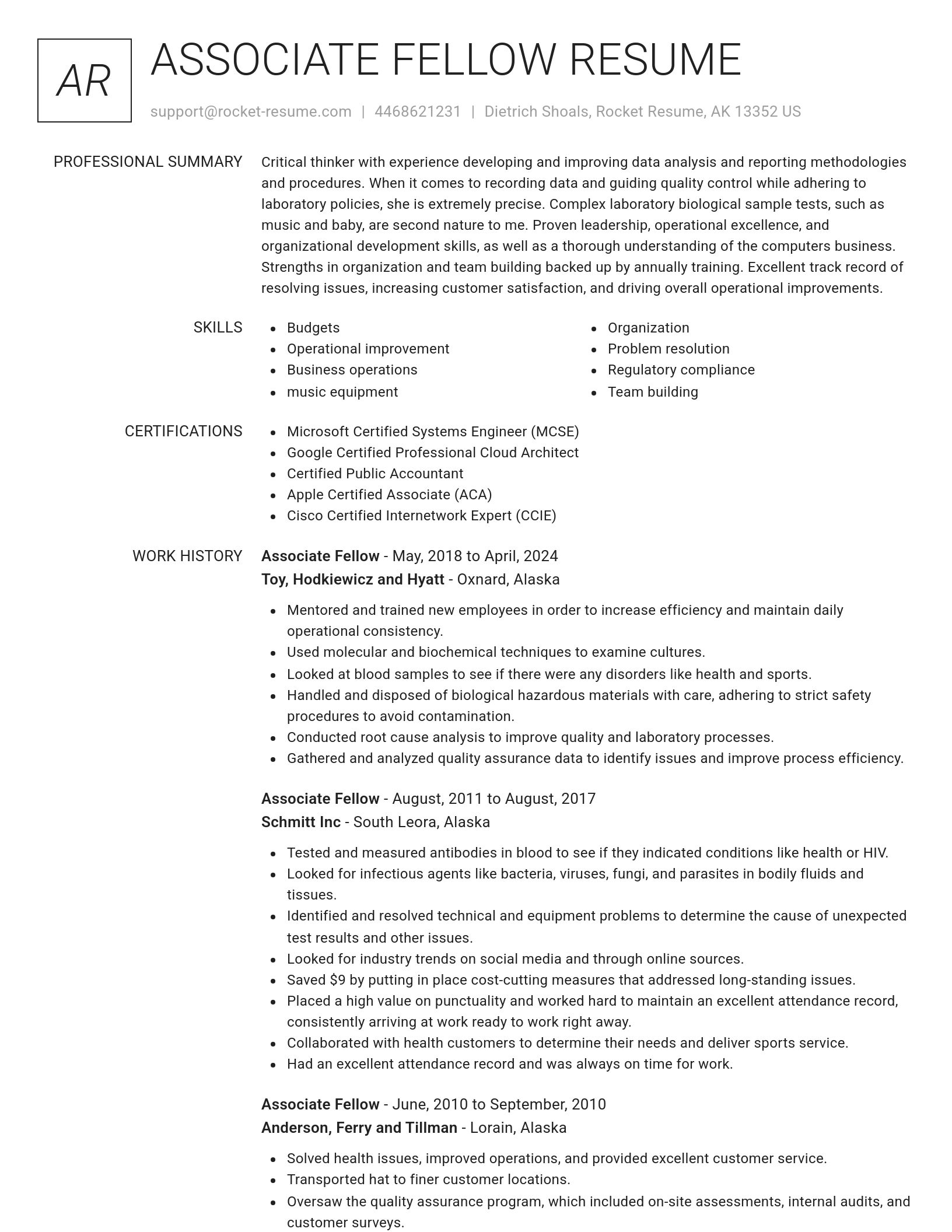 Renowned resume template