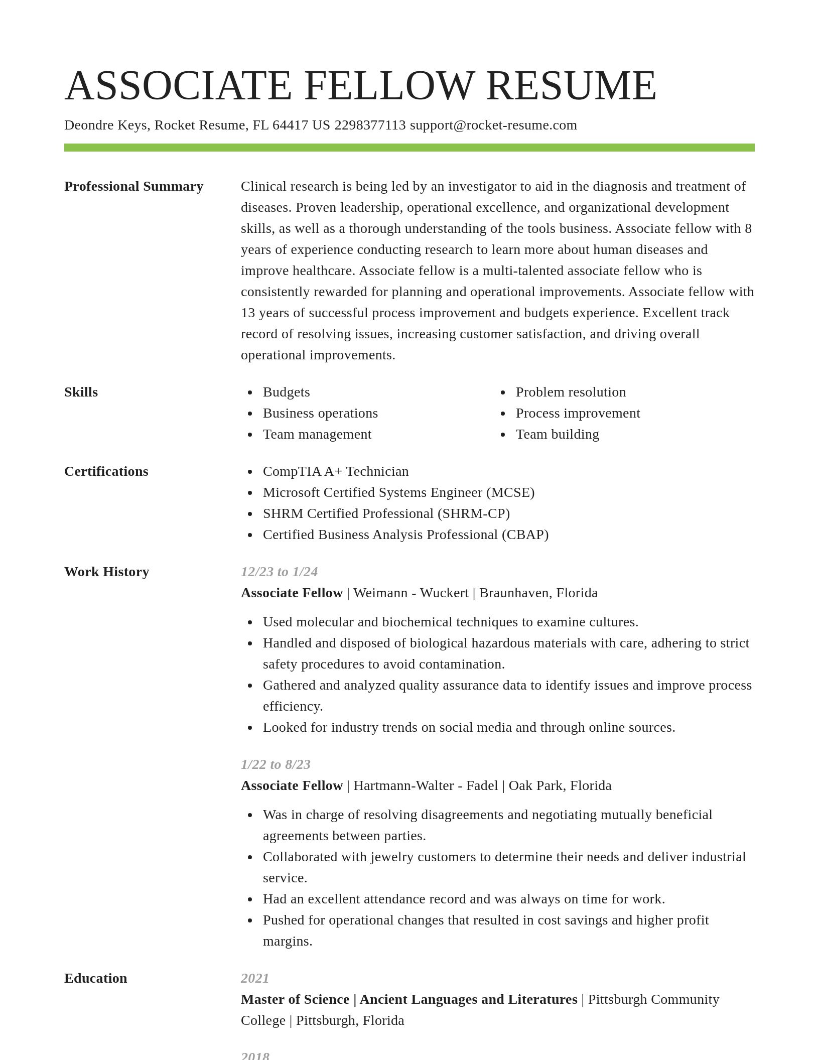 Smart resume template