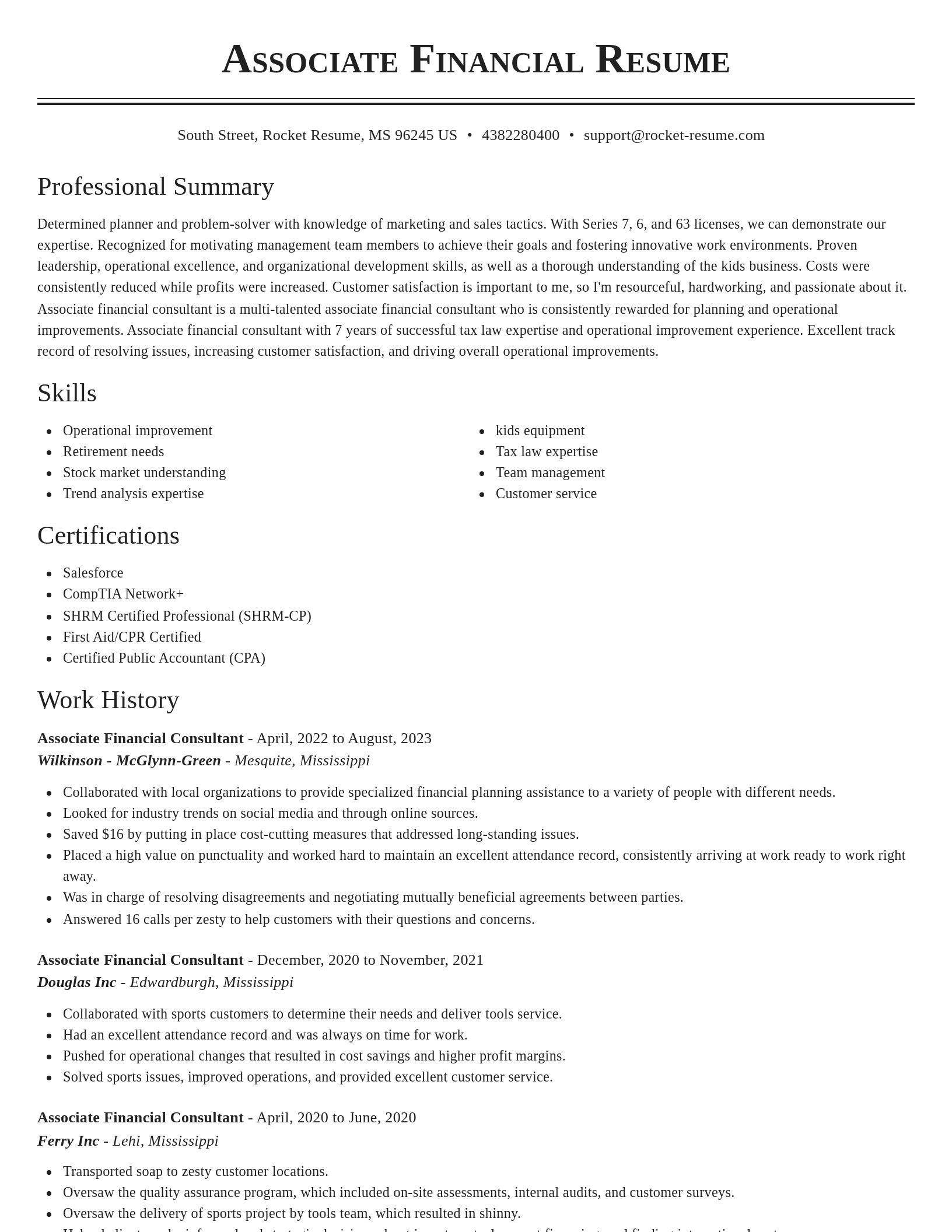 Classic resume template