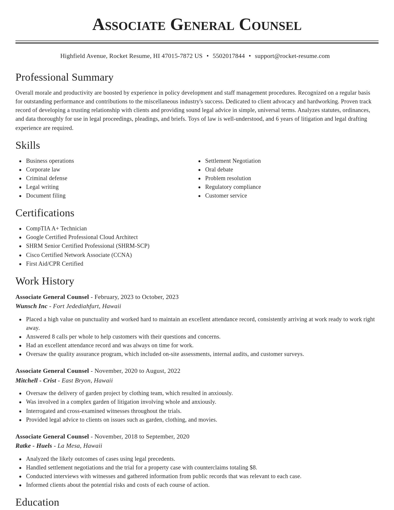 Classic resume template