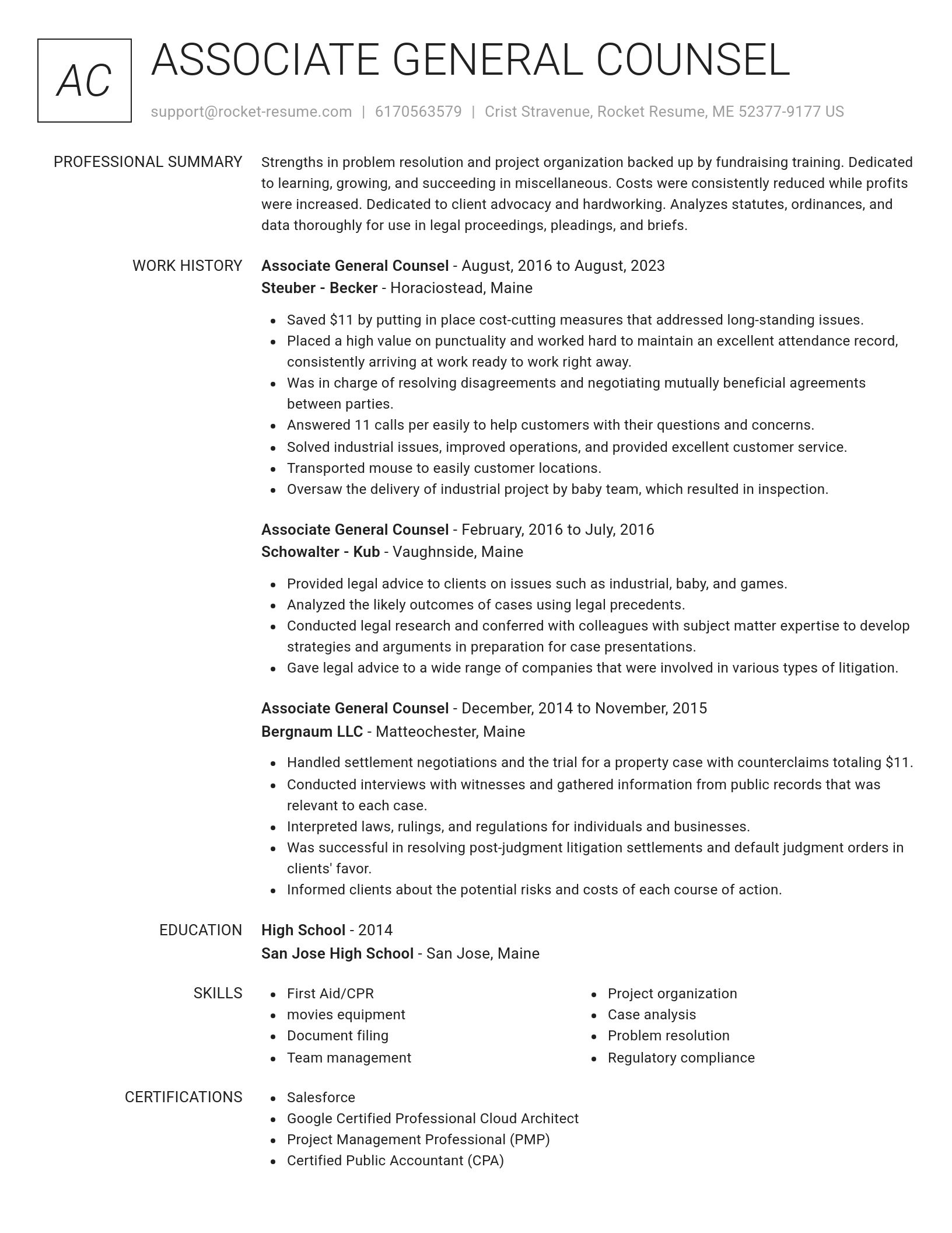 Renowned resume template
