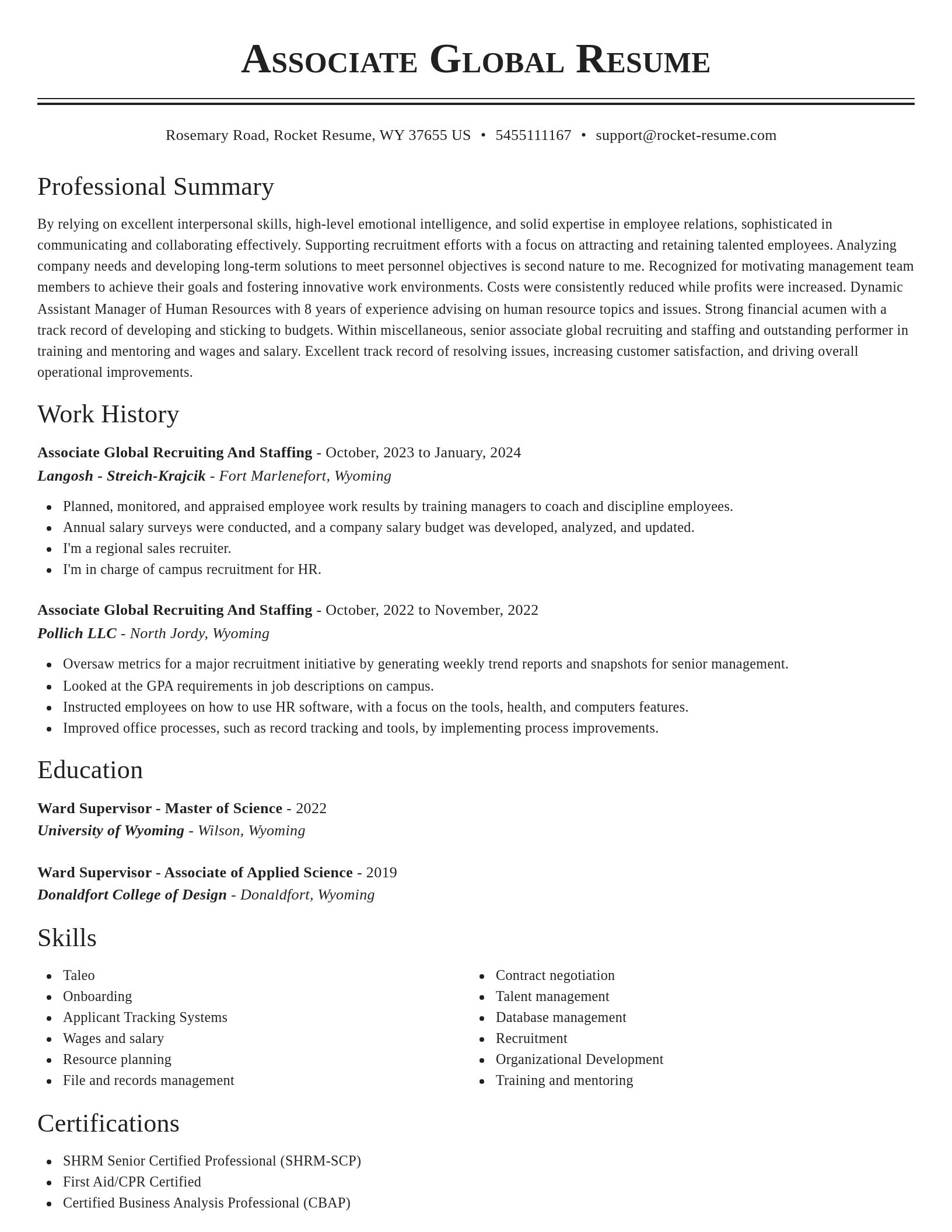 Classic resume template