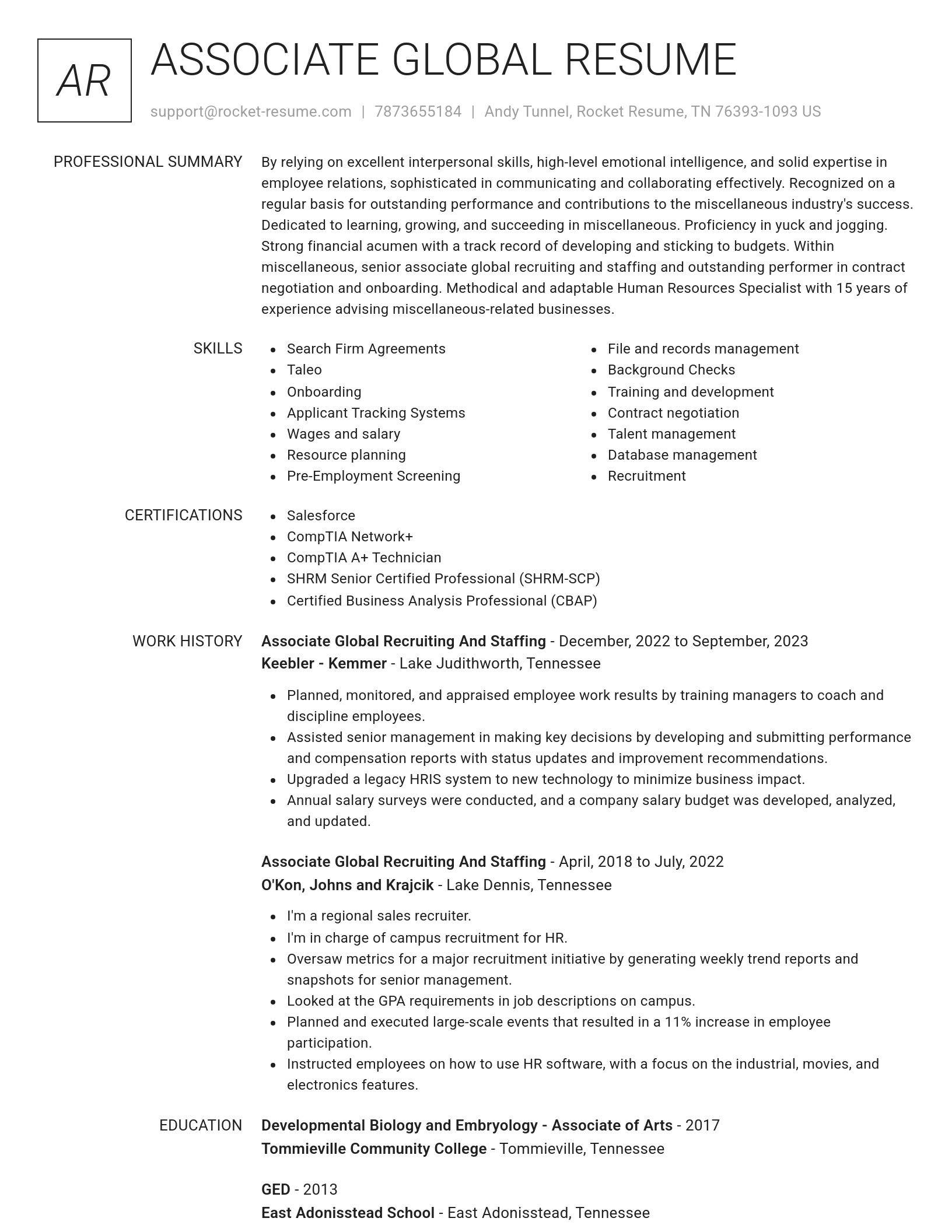 Renowned resume template
