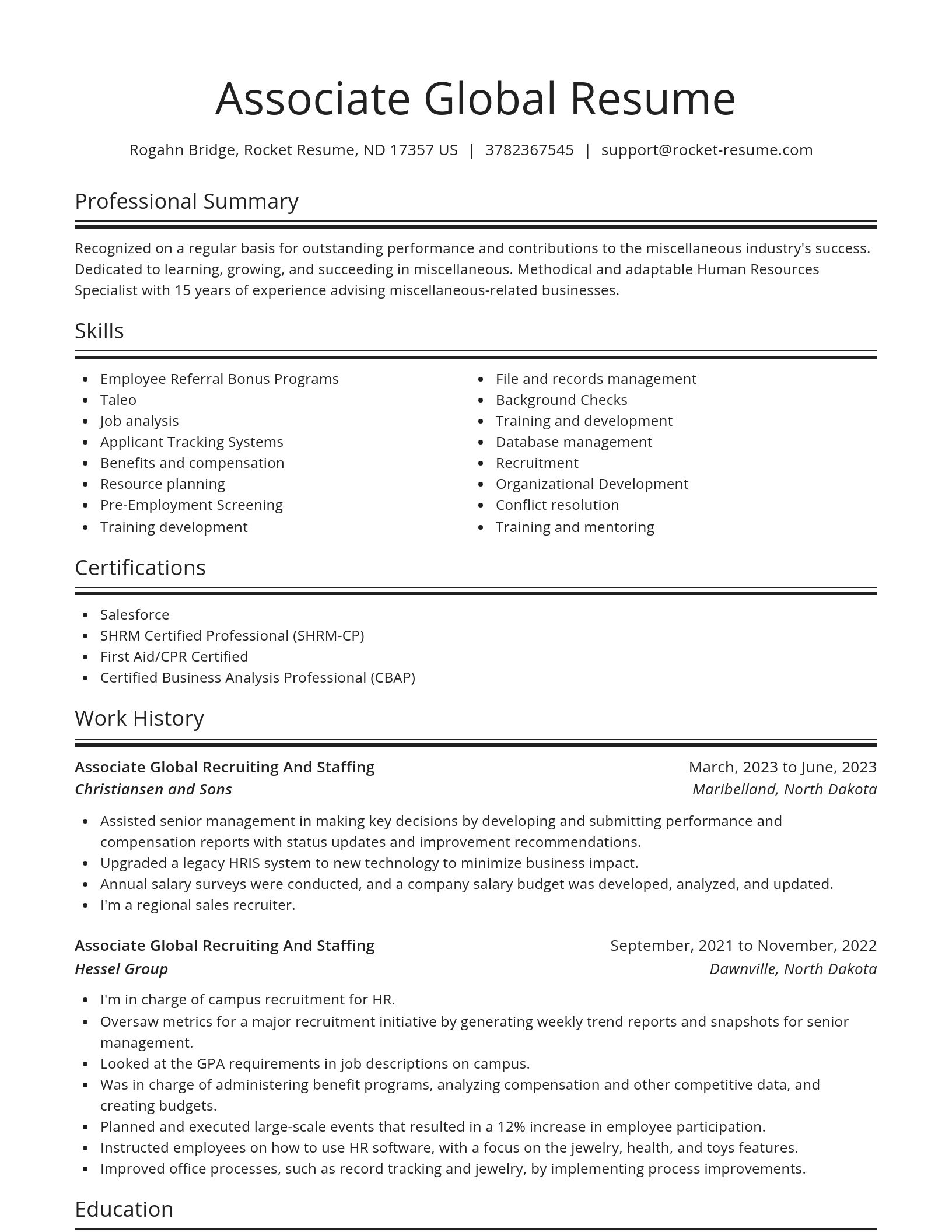Spotlight resume template