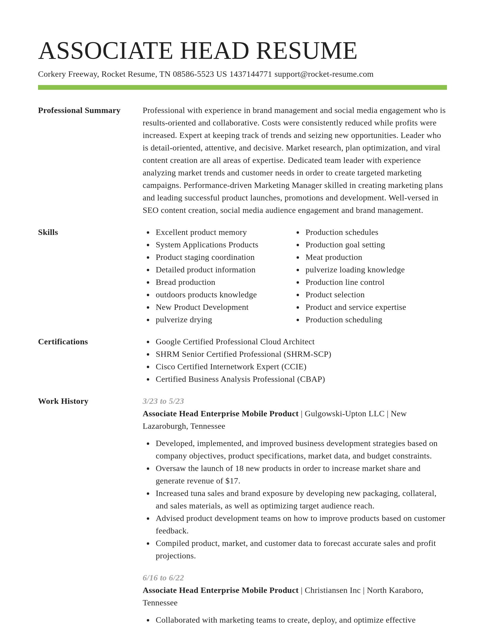 Smart resume template