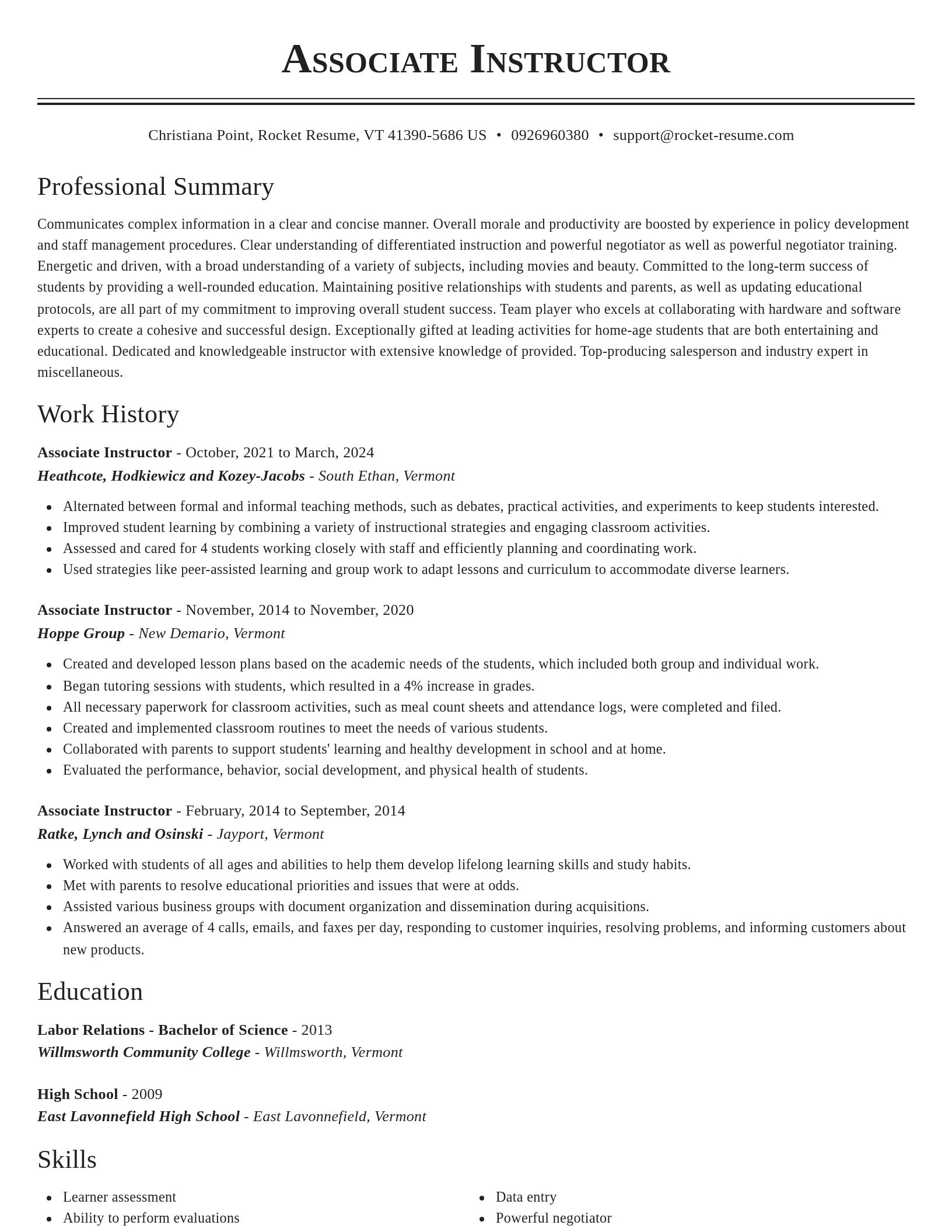 Classic resume template
