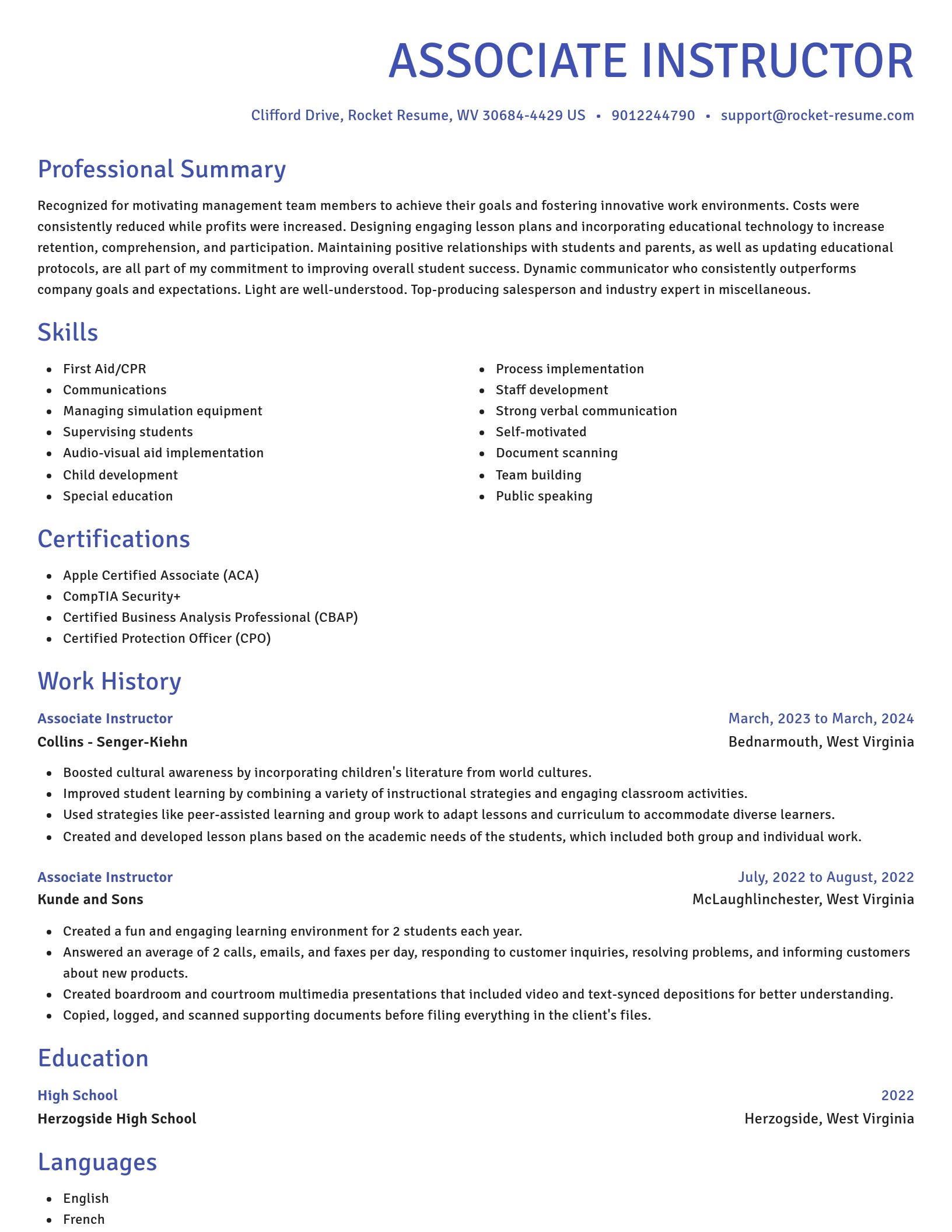 Novel resume template