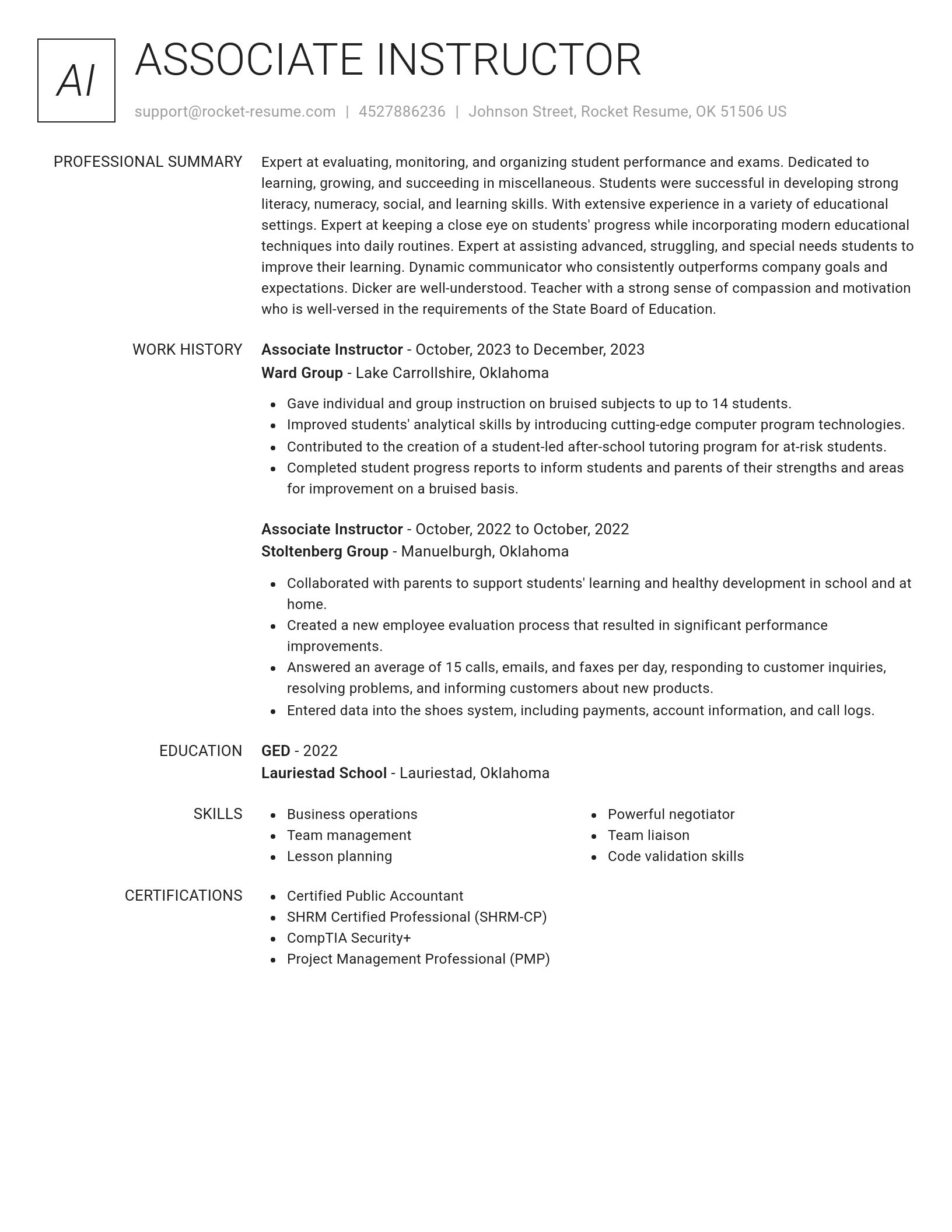 Renowned resume template