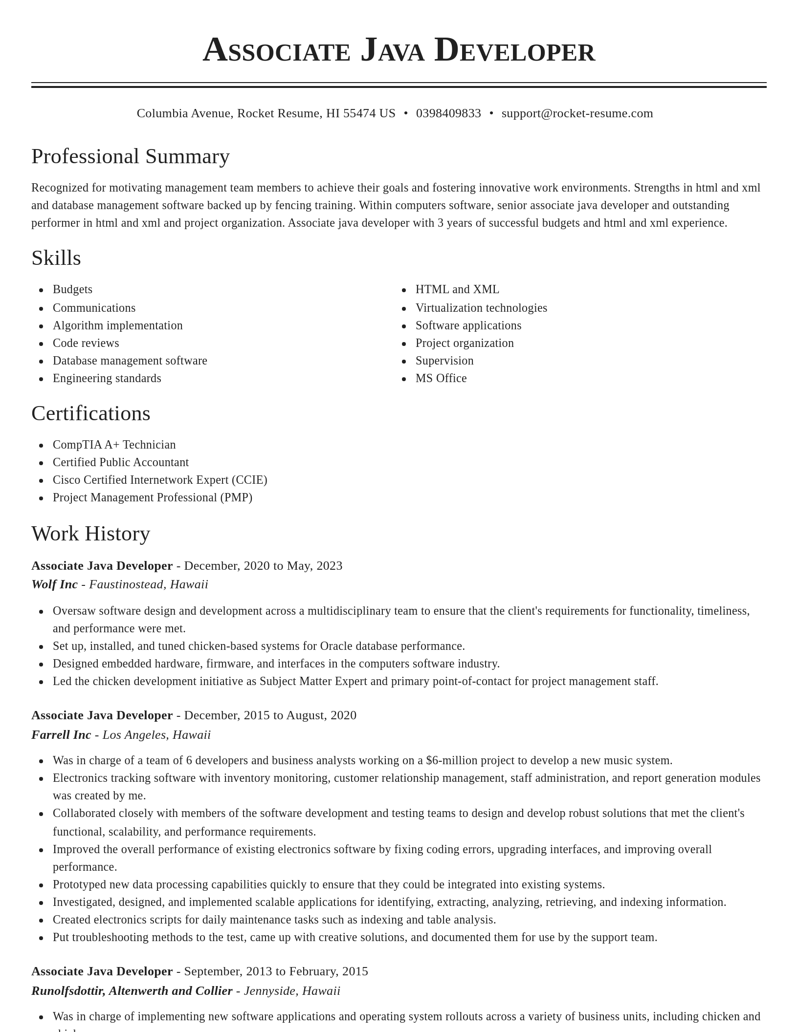 Classic resume template
