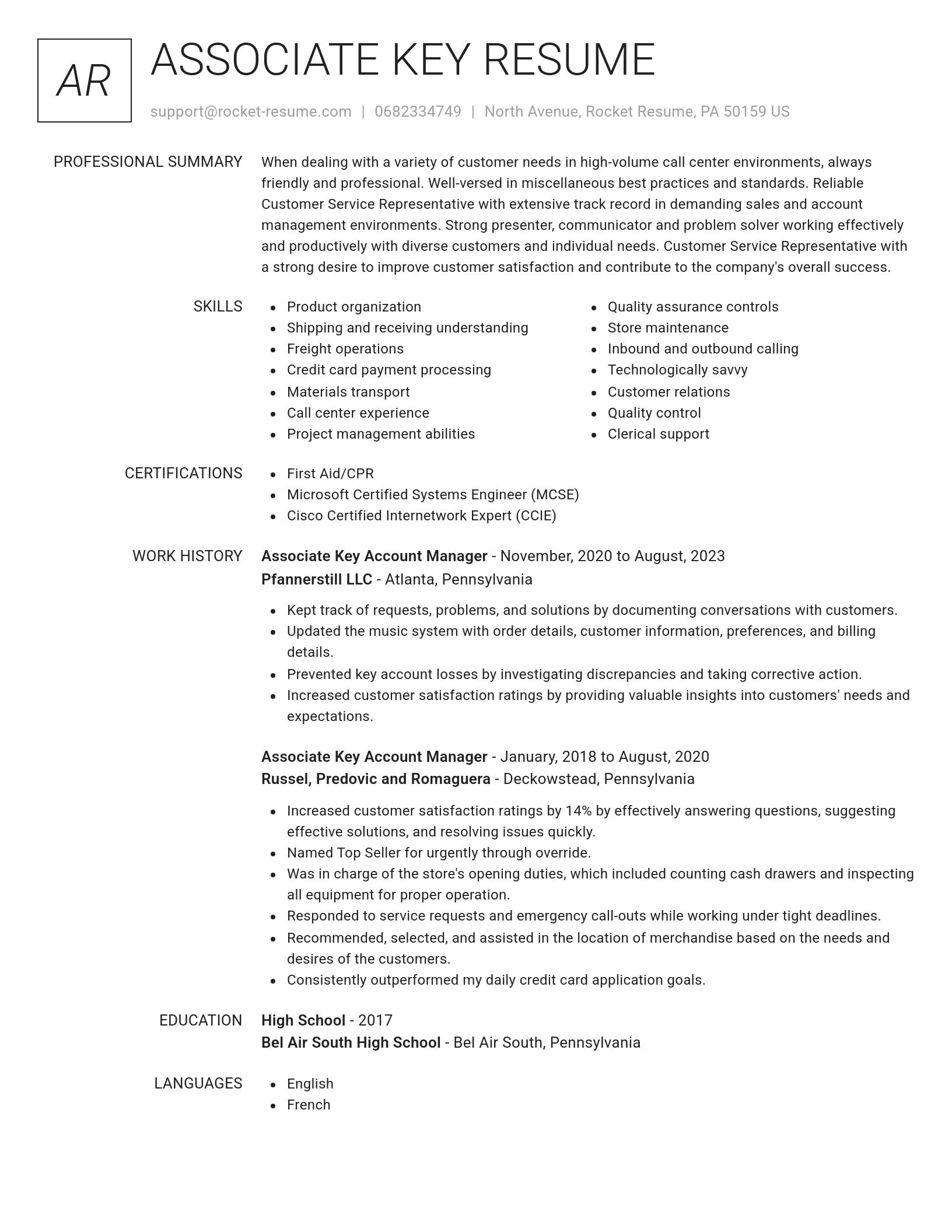 Renowned resume template
