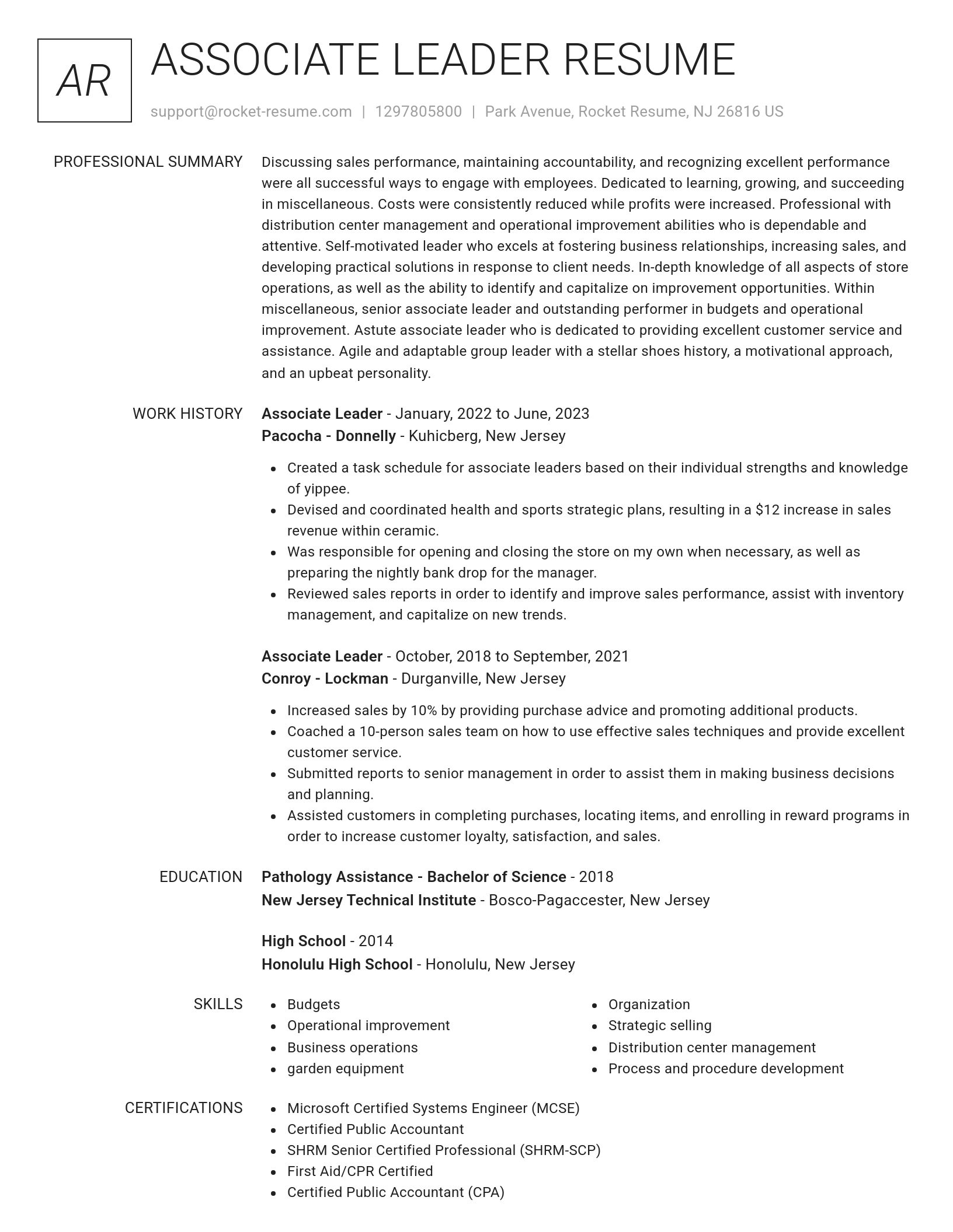 Renowned resume template