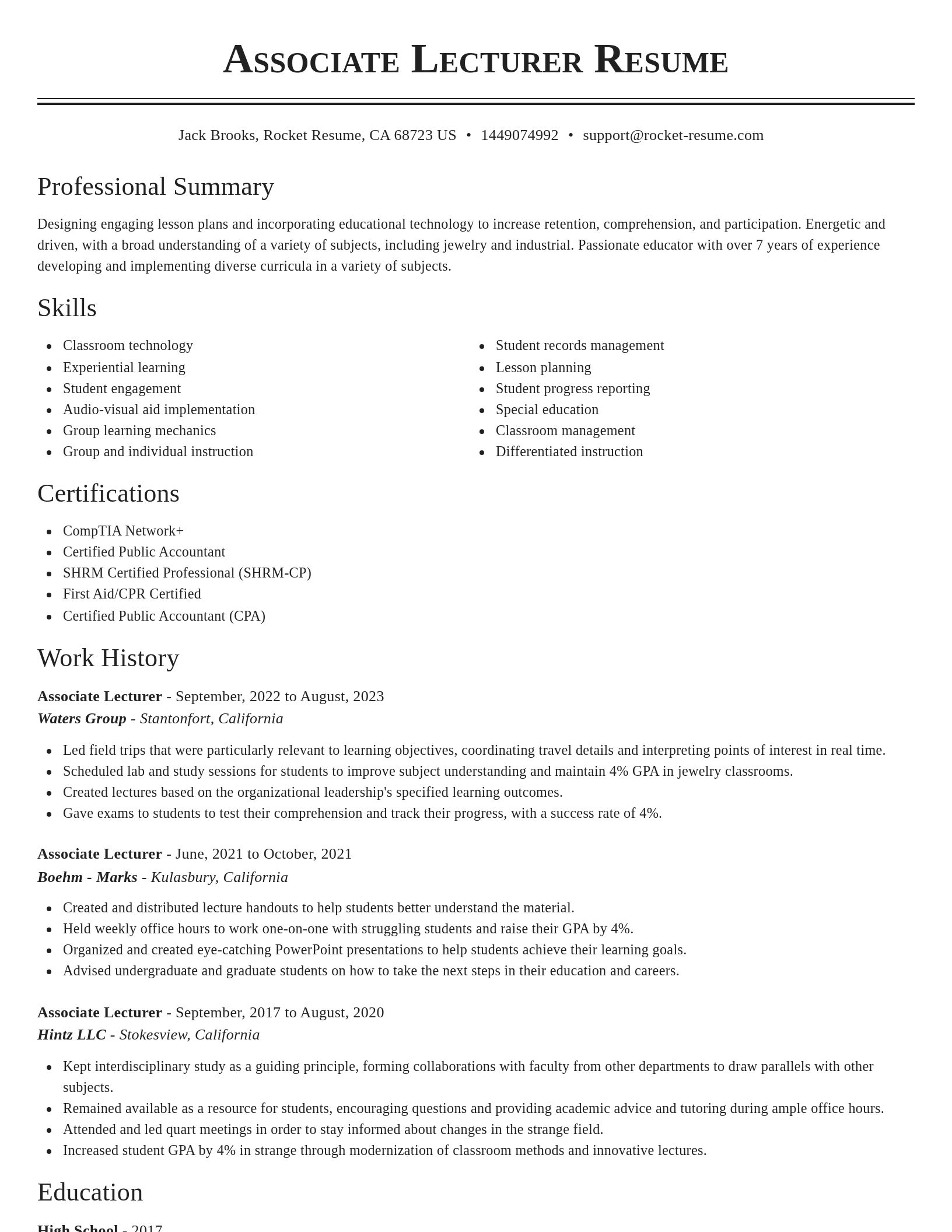 Classic resume template