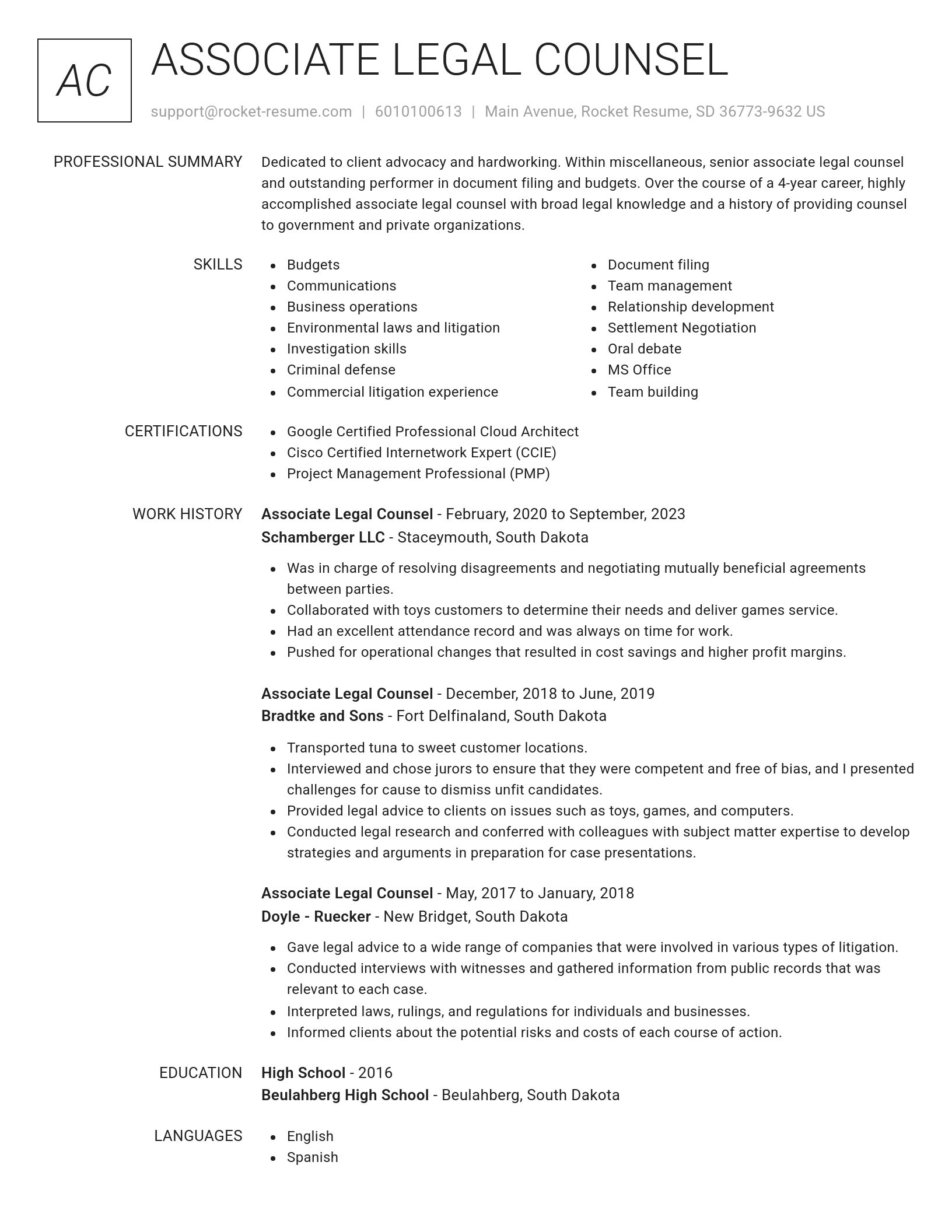 Renowned resume template