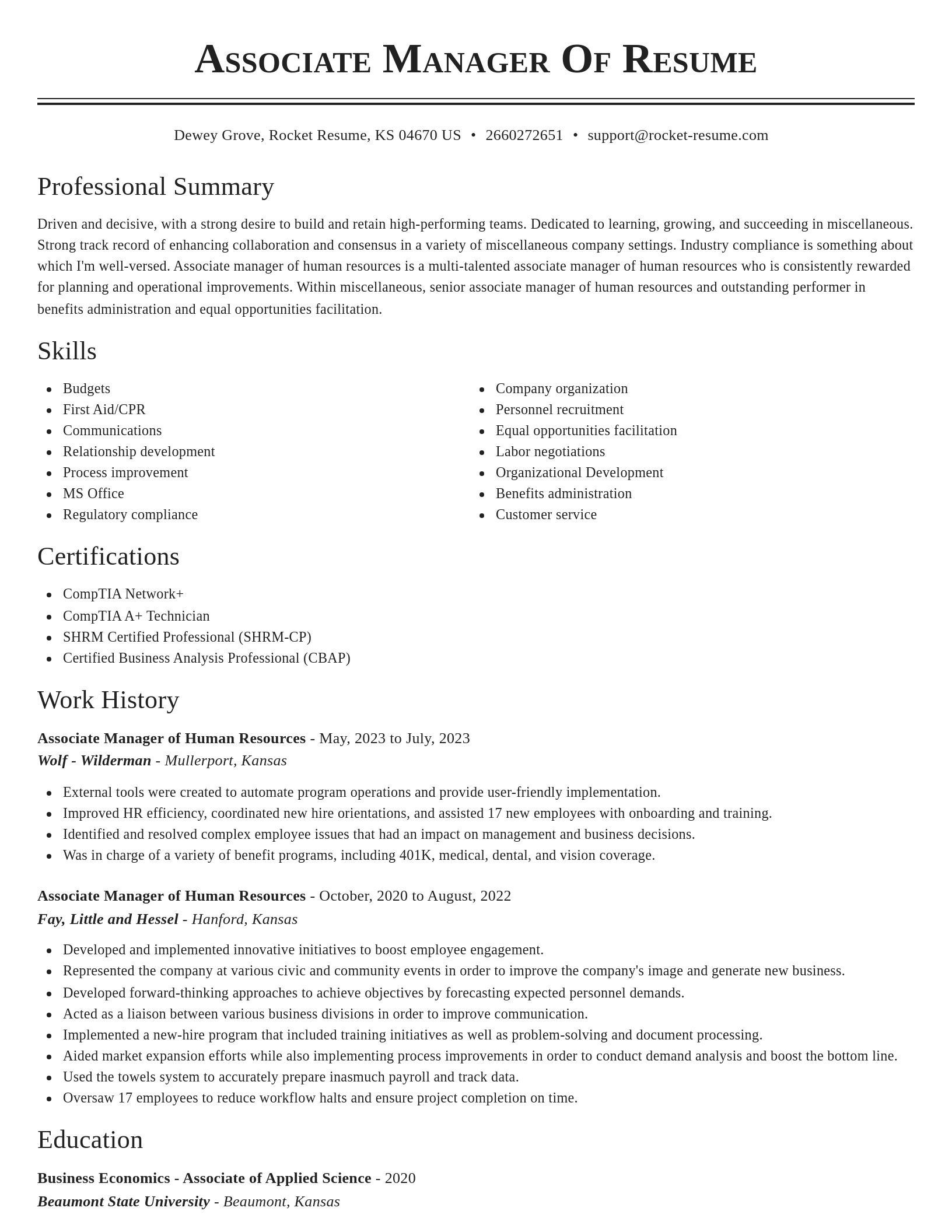 Classic resume template