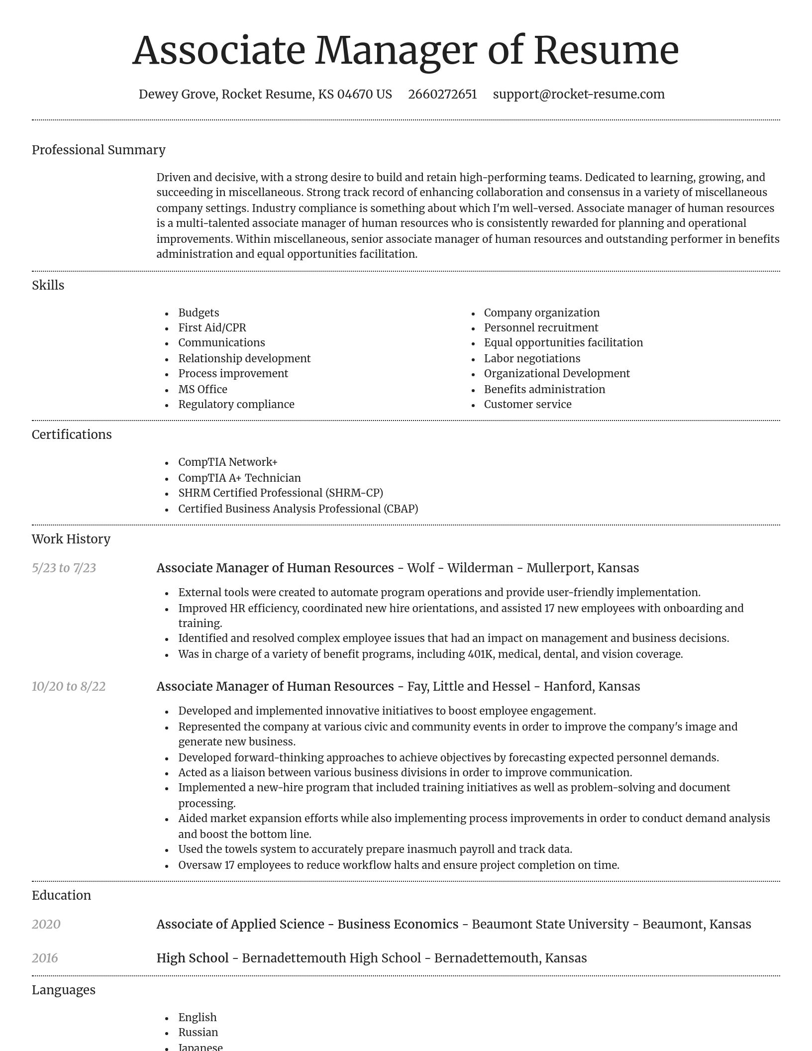 Dignified resume template
