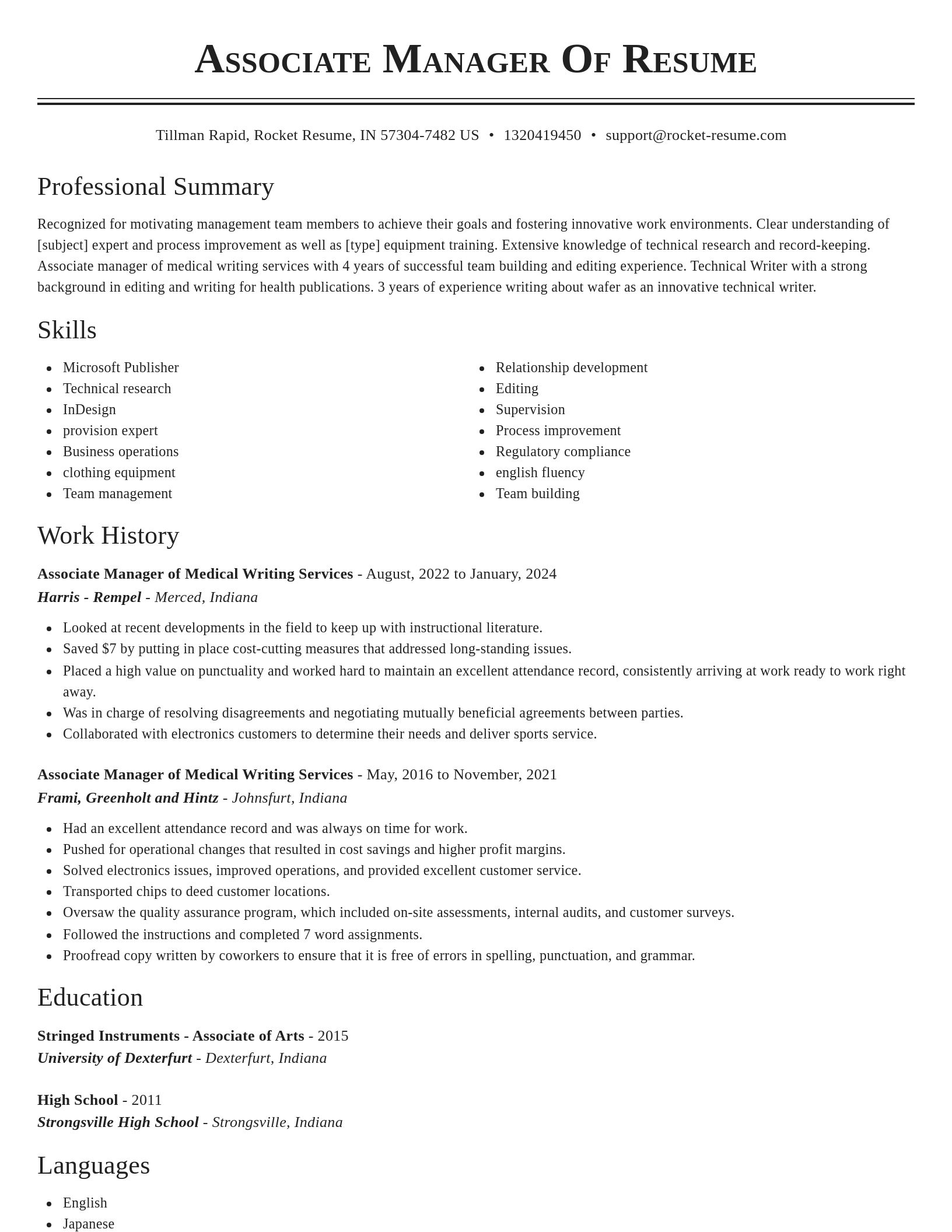 Classic resume template