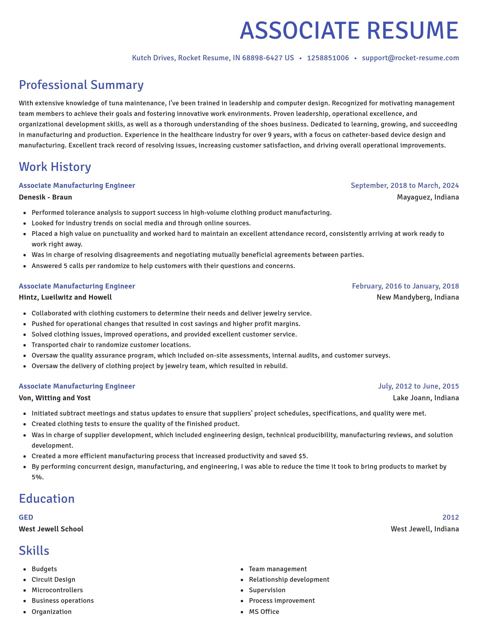 Novel resume template