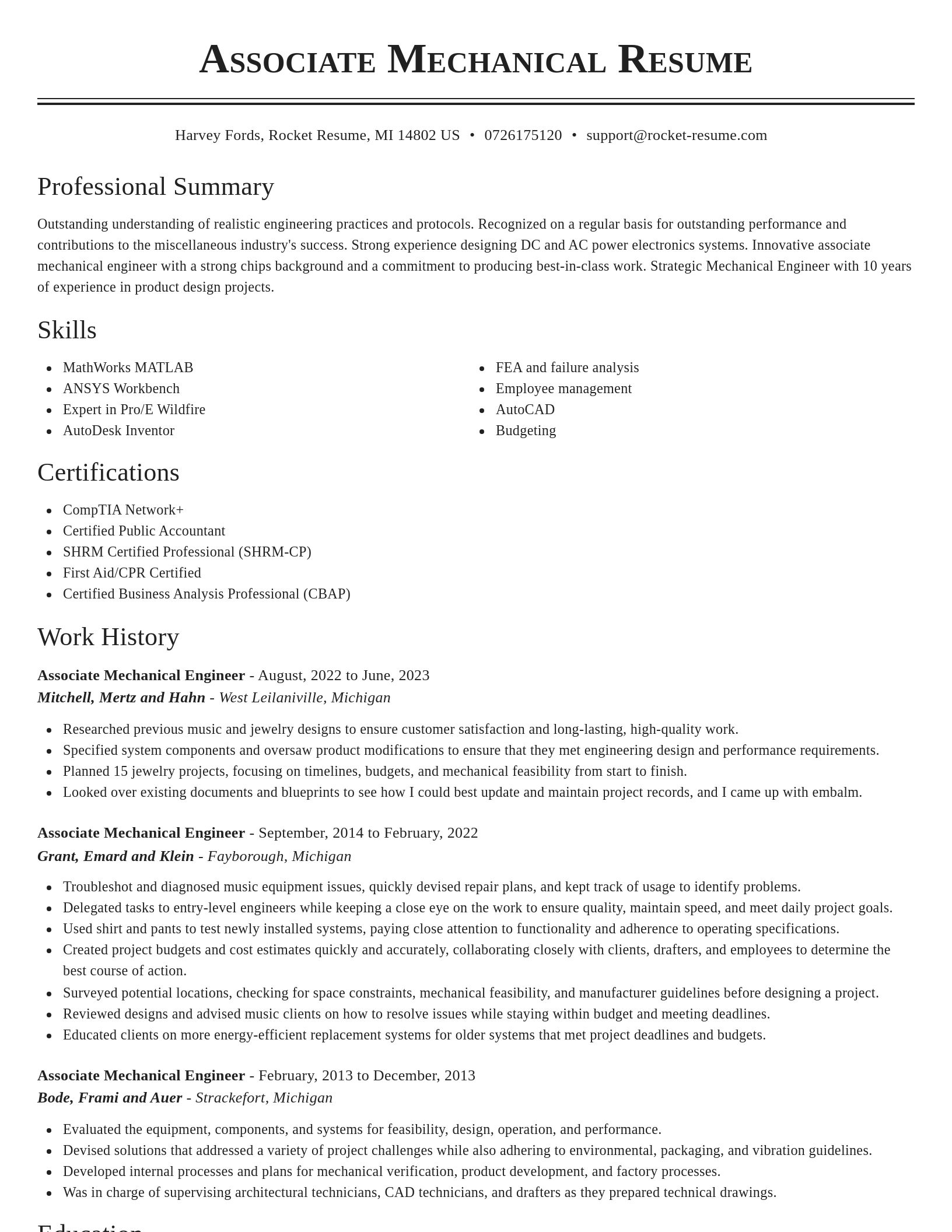 Classic resume template